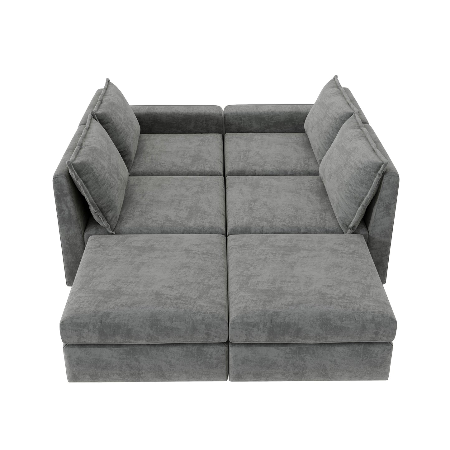 Melysen 115*58" Chenille Modular Sectional Sofa,U Shaped Reversible Couch,Free Combination,6 Seat Sleeper Sofa Bed with Ottoman,Convertible Oversized Indoor Furniture for Living Room,Gray