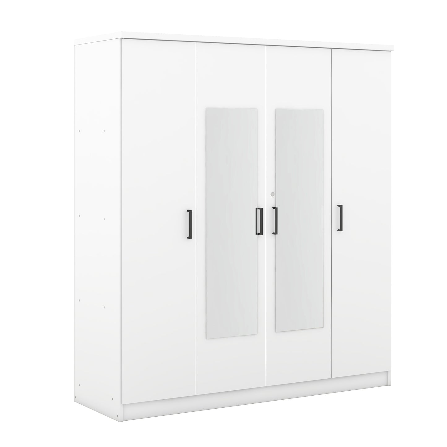 Melysen 4-Door Mirror Wardrobe with shelves, White