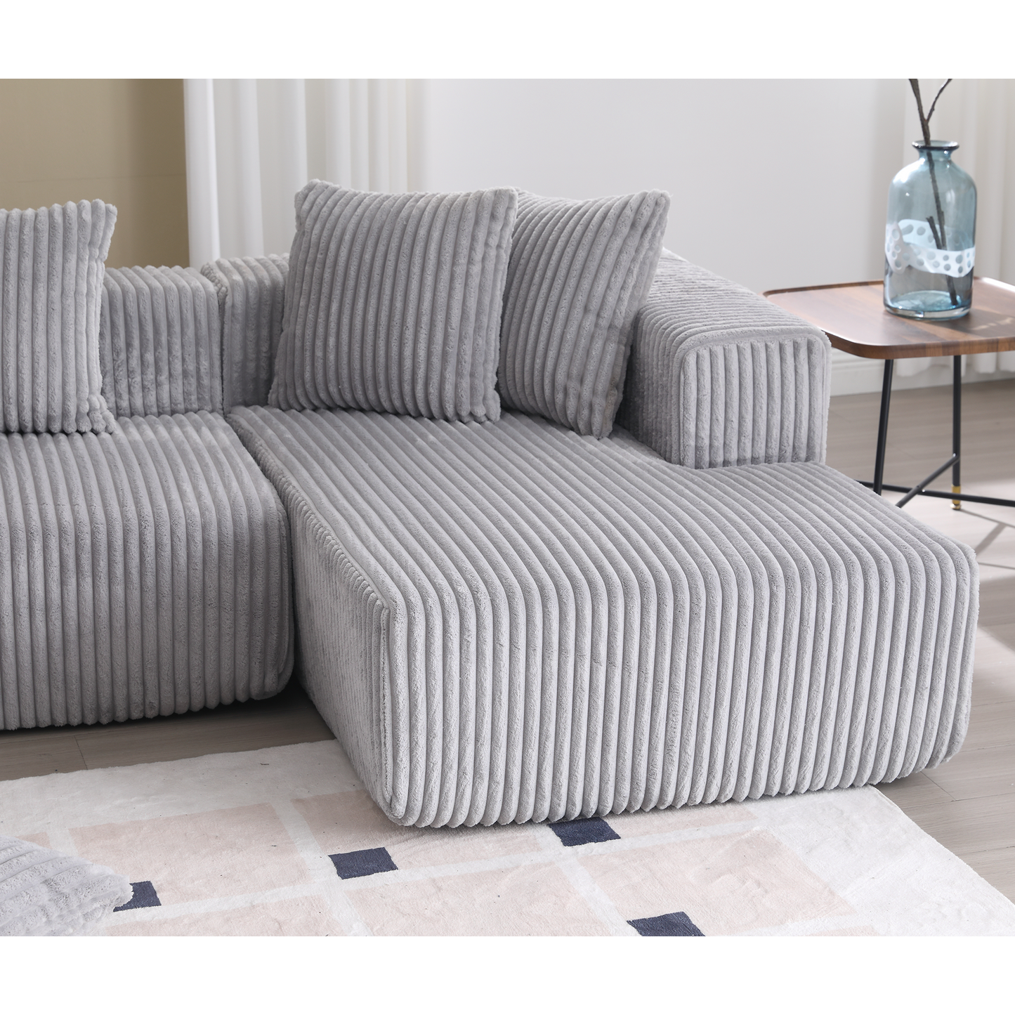 Melysen 131'' Modular Sectional Couch, U-shaped sofa , Chaise Lounge, Striped fabric,Upholstered 4 Seater Couch for Living Room, Bedroom, Free Combination Sofa (Corduroy)