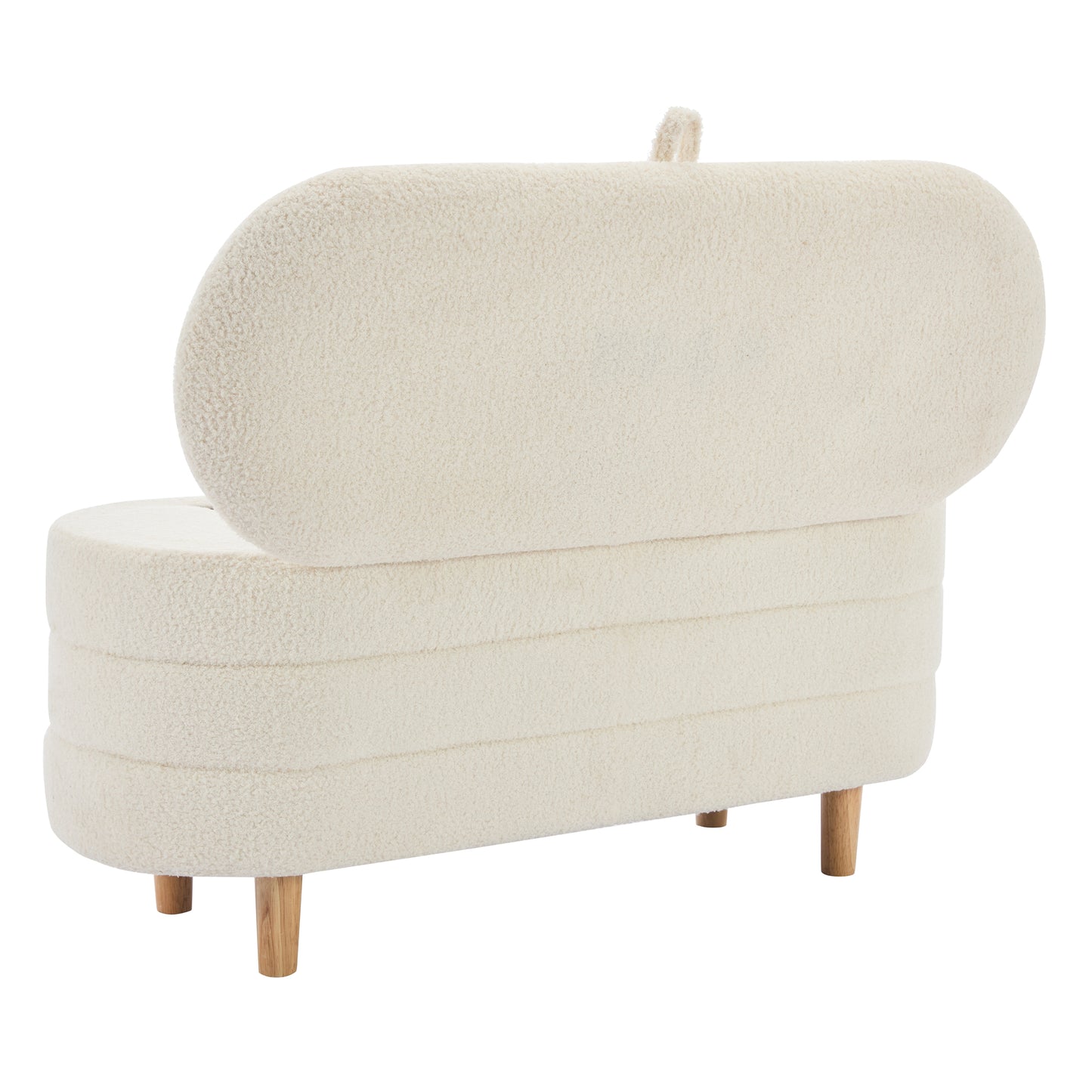 Melysen Elegant Upholstered Sherpa Fabric  Storage Ottoman with Wood Legs, Storage Bench for Bedroom, Living Room