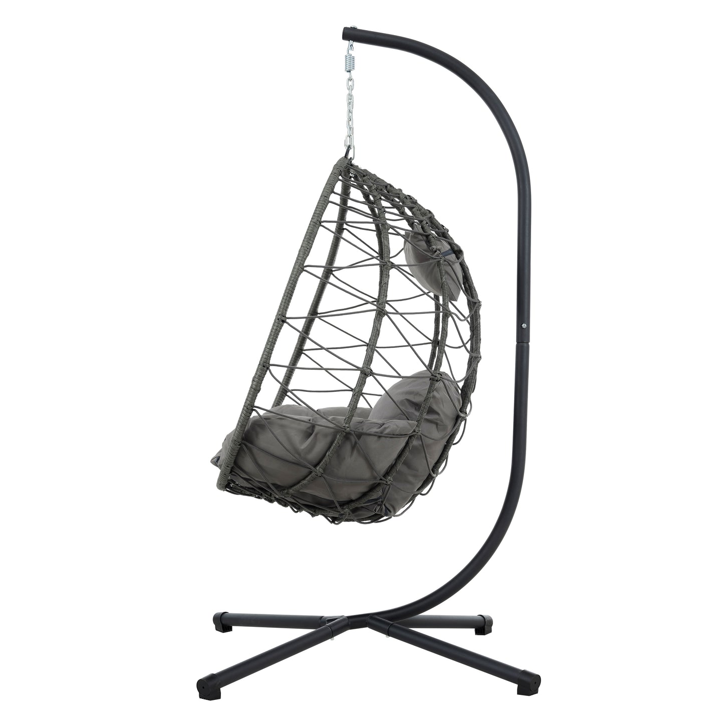 Melysen Egg Chair with Stand Indoor Outdoor Swing Chair Patio Wicker Hanging Egg Chair Hanging Basket Chair with Stand for Bedroom Living Room Balcony,Dark Gray