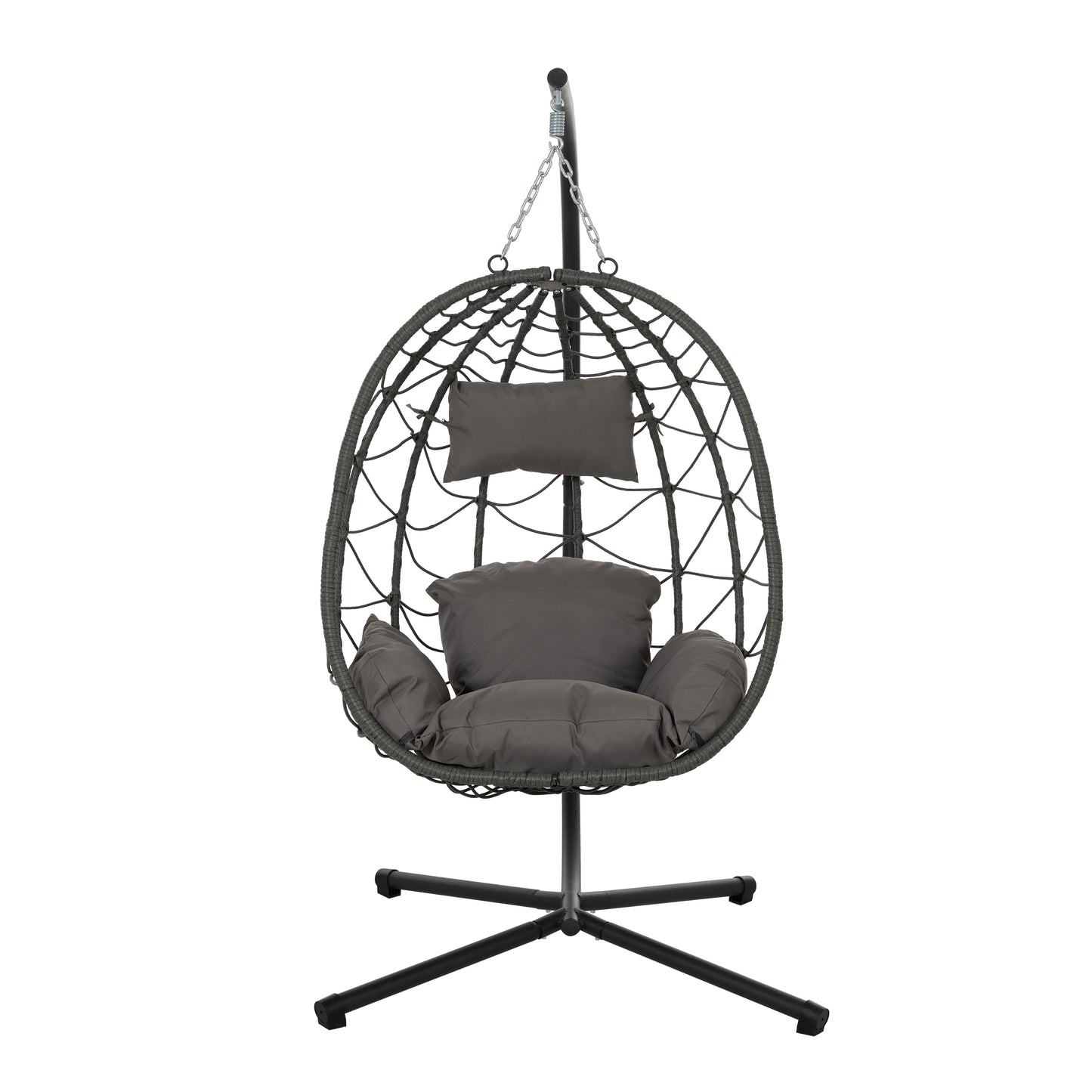 Melysen Egg Chair with Stand Indoor Outdoor Swing Chair Patio Wicker Hanging Egg Chair Hanging Basket Chair with Stand for Bedroom Living Room Balcony,Dark Gray