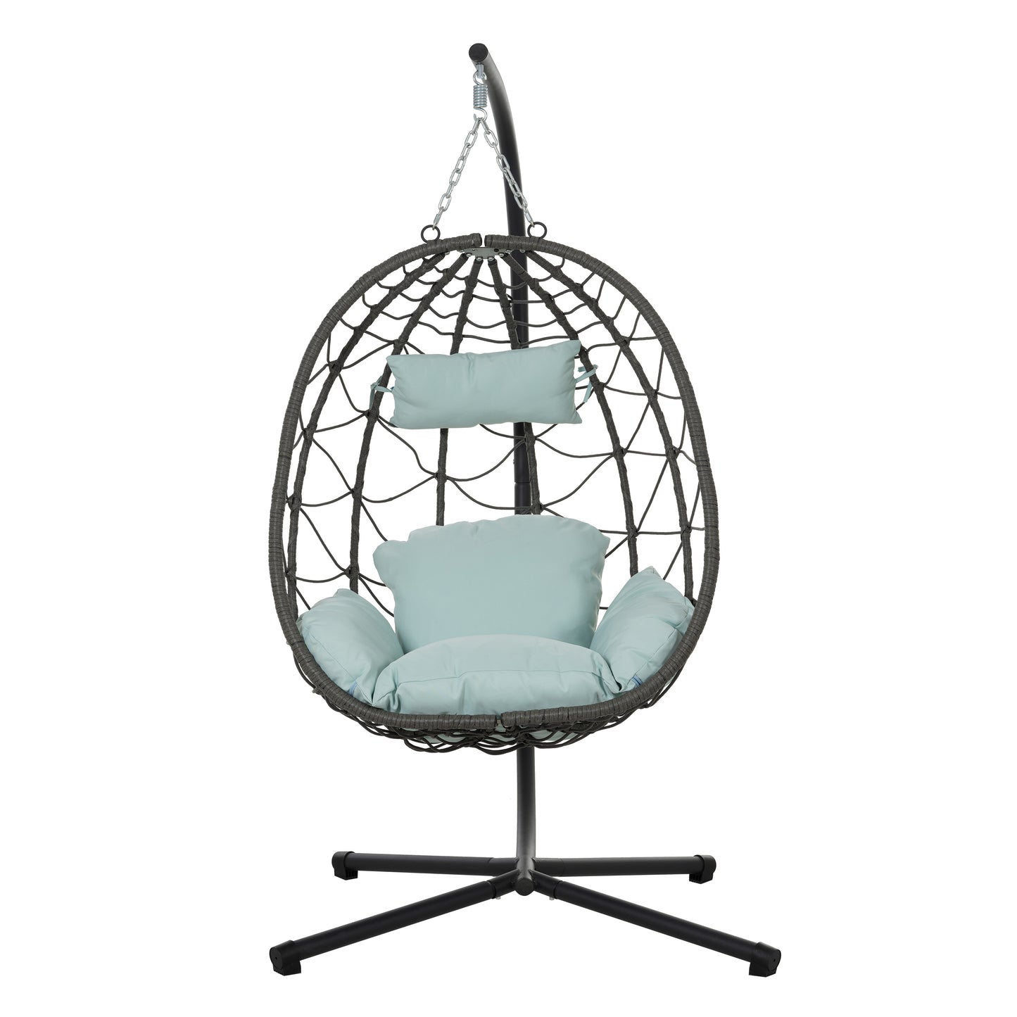 Melysen Egg Chair with Stand Indoor Outdoor Swing Chair Patio Wicker Hanging Egg Chair Hanging Basket Chair with Stand for Bedroom Living Room Balcony,Baby Blue