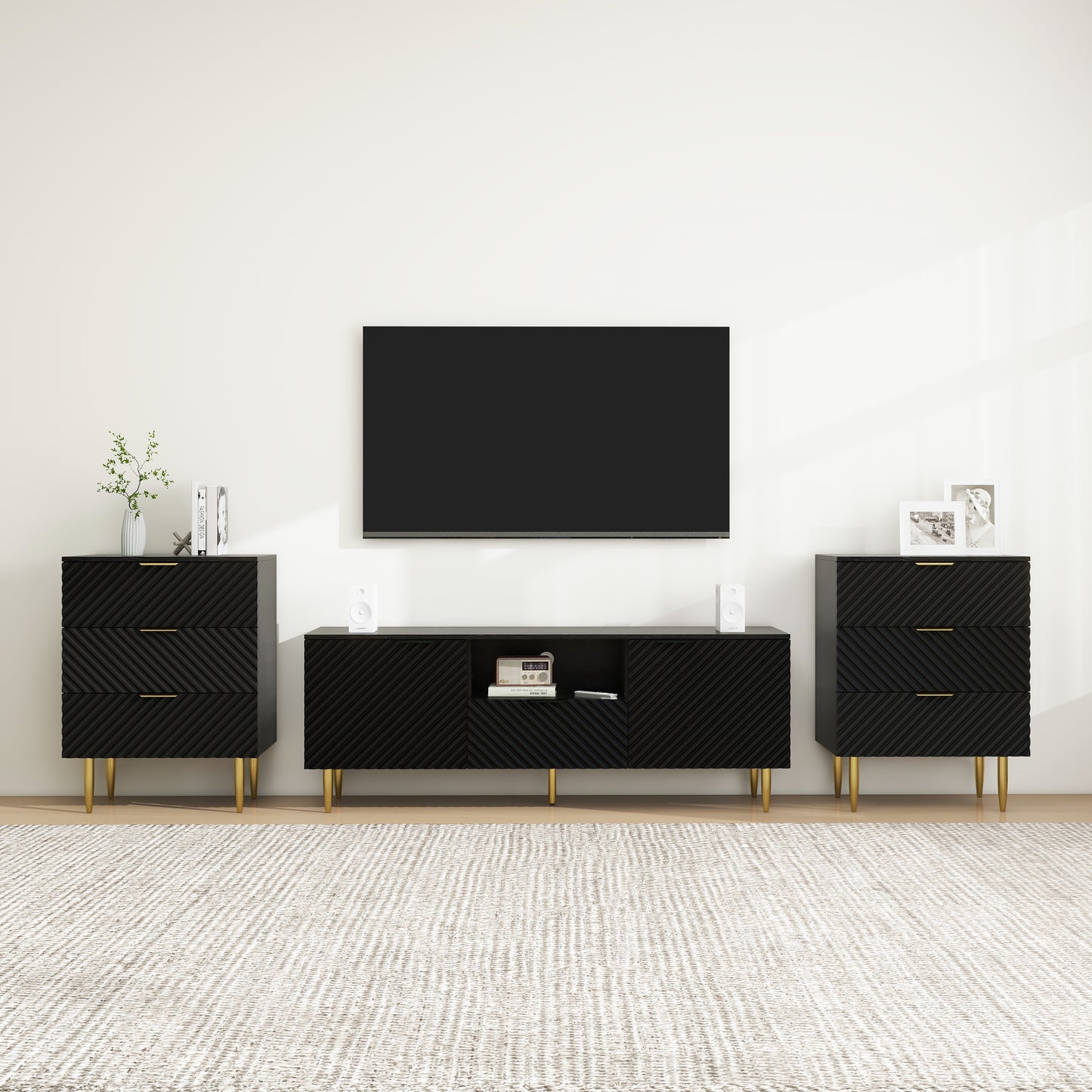 Melysen TV Stand with Solid Ion Feet, TV Console Table