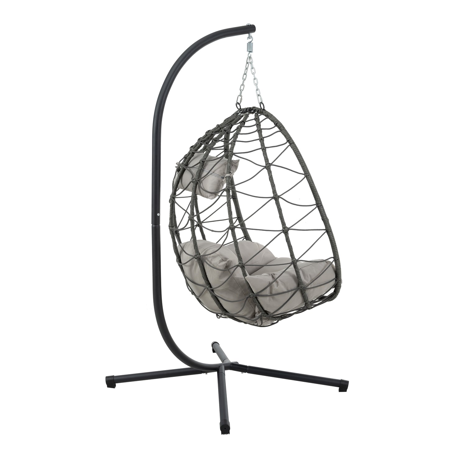 Melysen Egg Chair with Stand Indoor Outdoor Swing Chair Patio Wicker Hanging Egg Chair Hanging Basket Chair with Stand for Bedroom Living Room Balcony,Gray