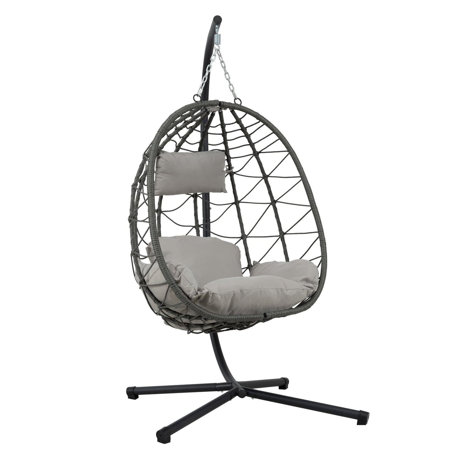 Melysen Egg Chair with Stand Indoor Outdoor Swing Chair Patio Wicker Hanging Egg Chair Hanging Basket Chair with Stand for Bedroom Living Room Balcony,Gray