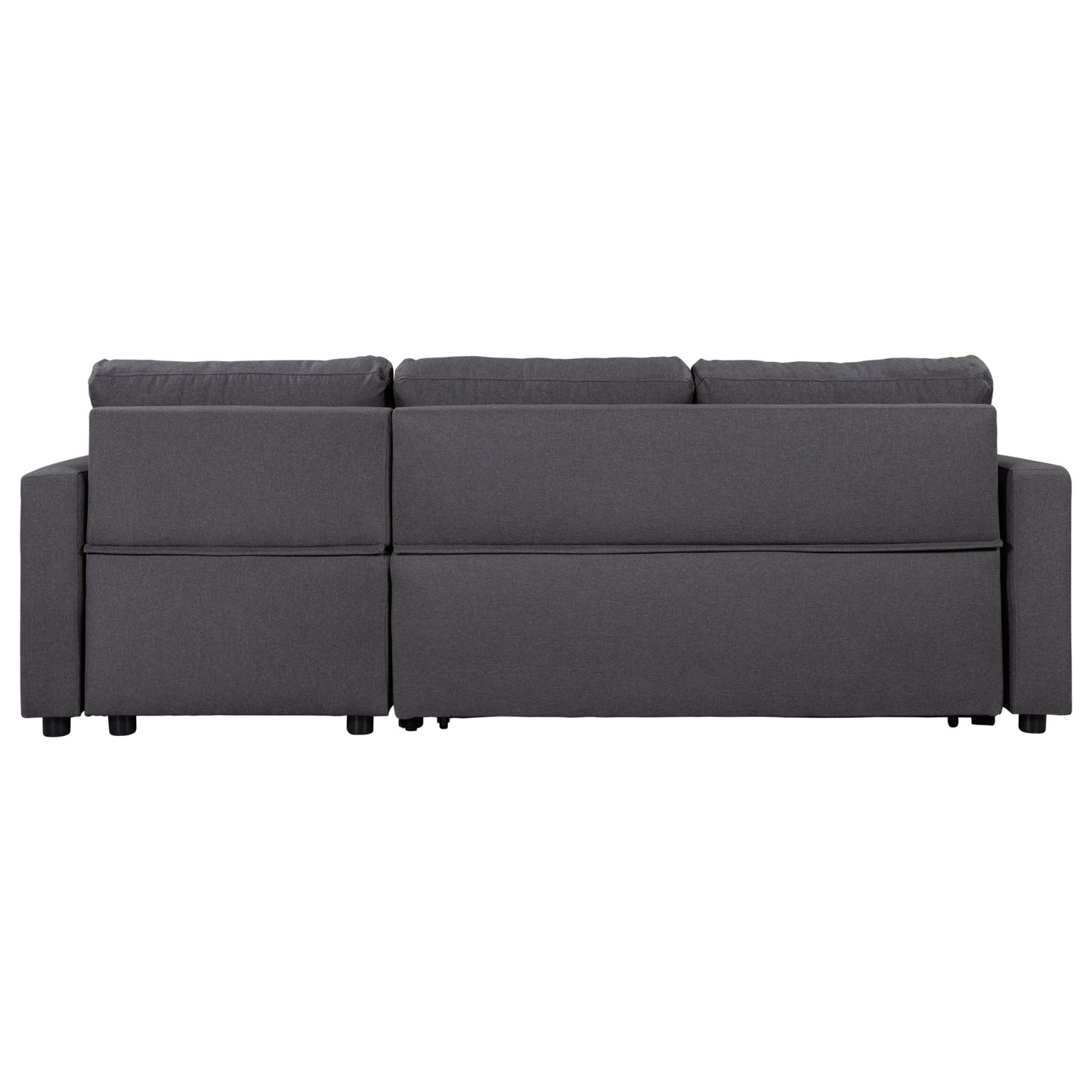 Melysen Upholstery  Sleeper Sectional Sofa Grey with Storage Space, 2 Tossing Cushions