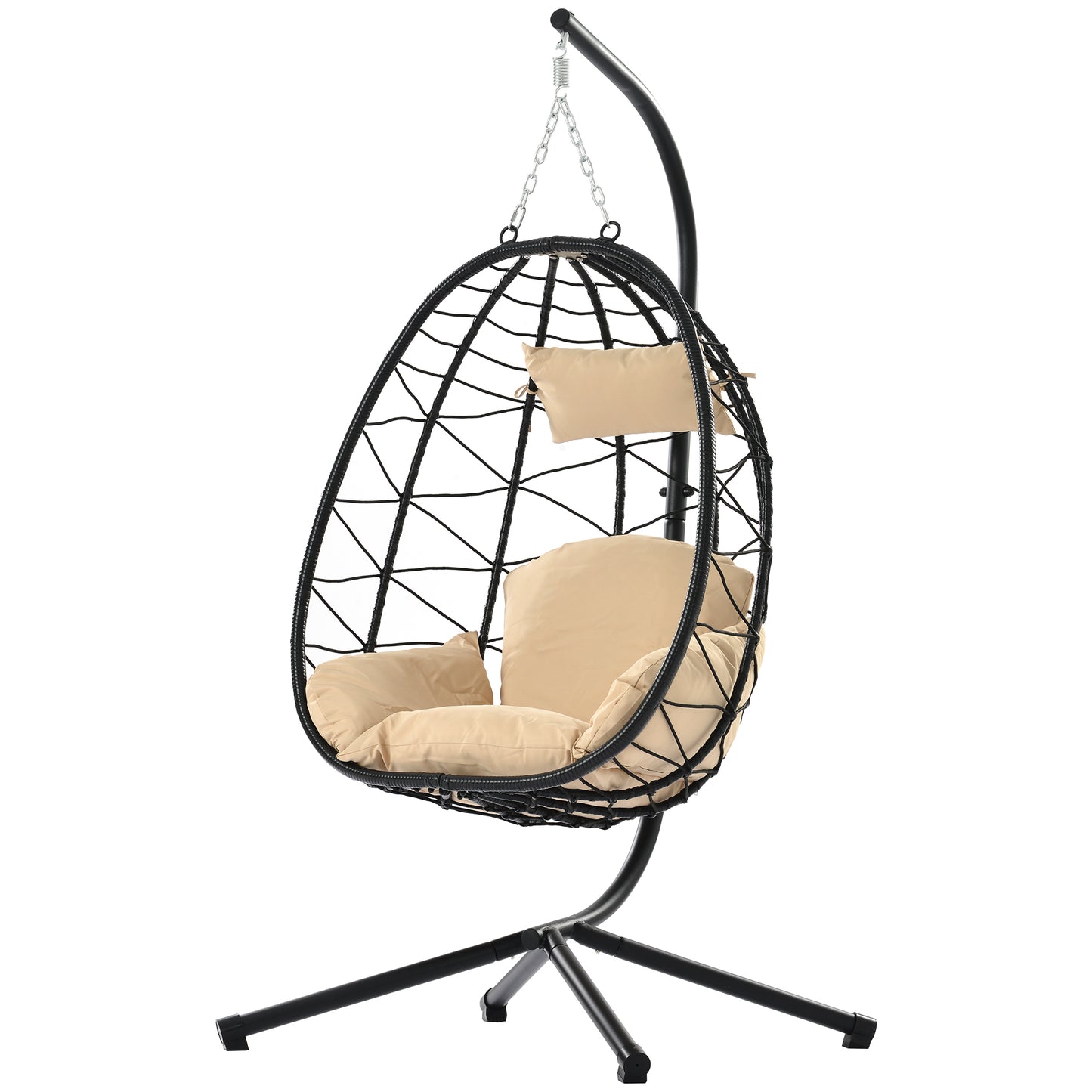 Melysen Egg Chair with Stand Indoor Outdoor Swing Chair Patio Wicker Hanging Egg Chair Hanging Basket Chair Hammock Chair with Stand for Bedroom Living Room Balcony,Beige