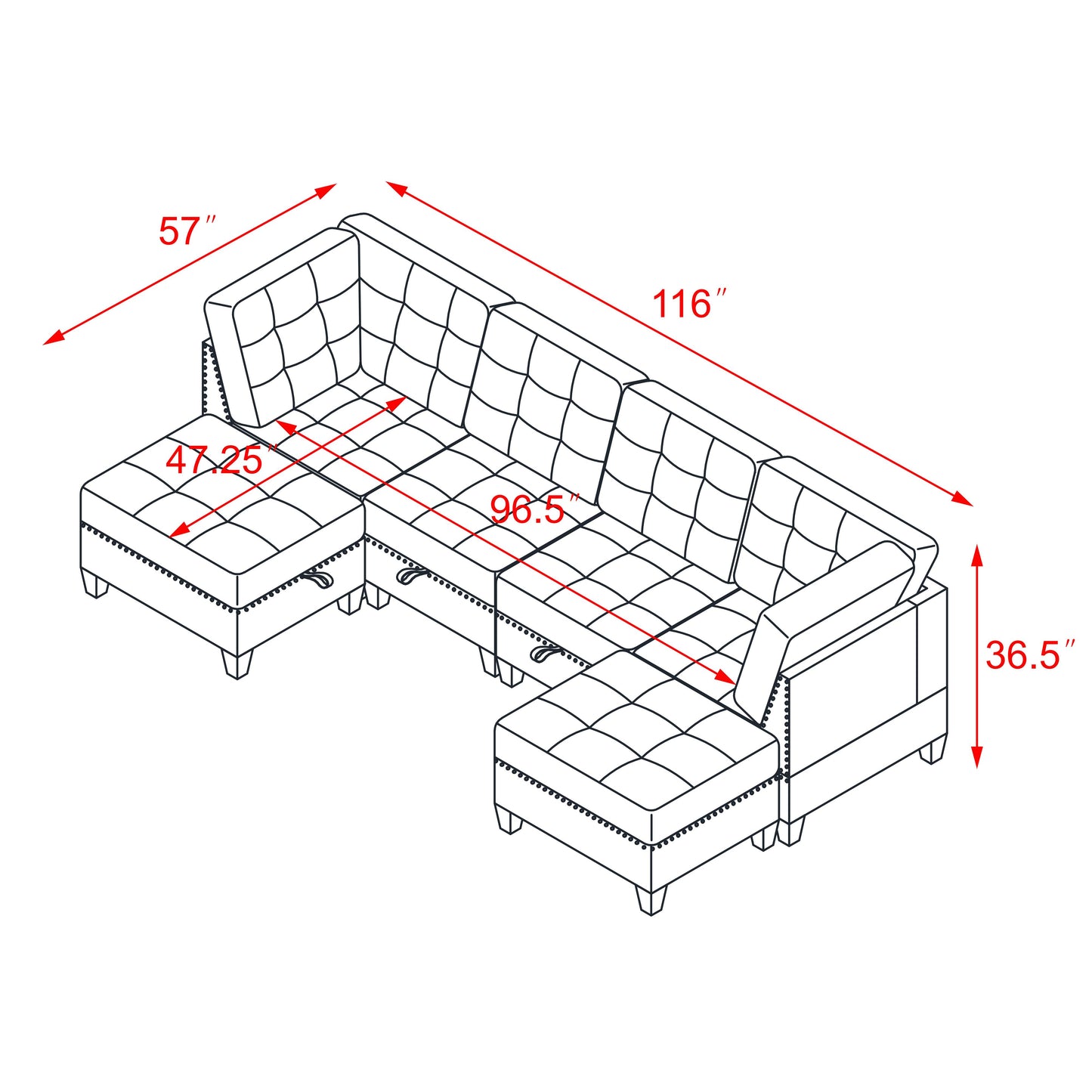 Melysen Modular Sectional Sofa,DIY Combination Sofa,Velvet,Black