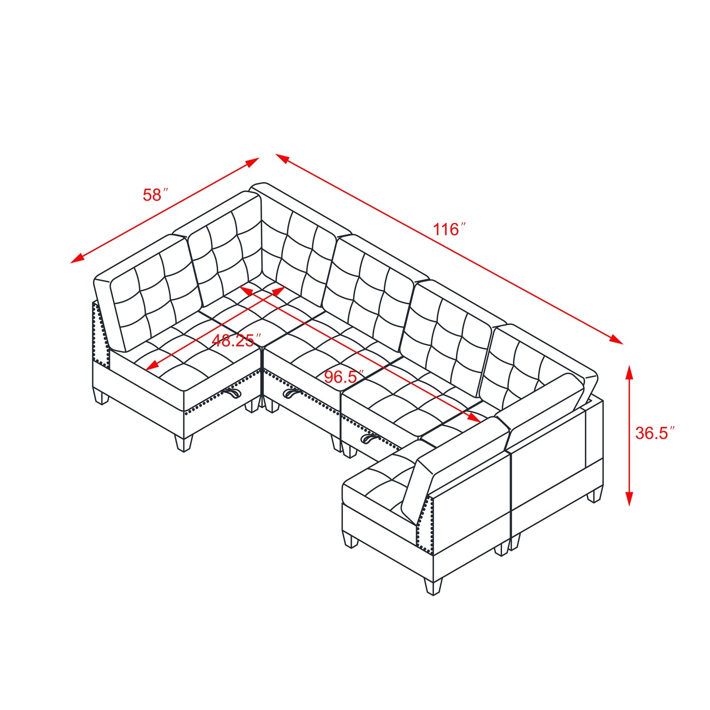 Melysen Modular Sectional Sofa,DIY Combination Sofa,Velvet,Grey