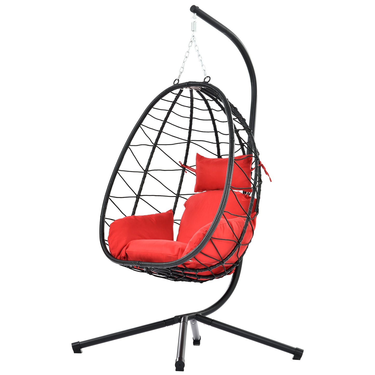 Melysen Egg Chair with Stand Indoor Outdoor Swing Chair Patio Wicker Hanging Egg Chair Hanging Basket Chair Hammock Chair with Stand for Bedroom Living Room Balcony,Red