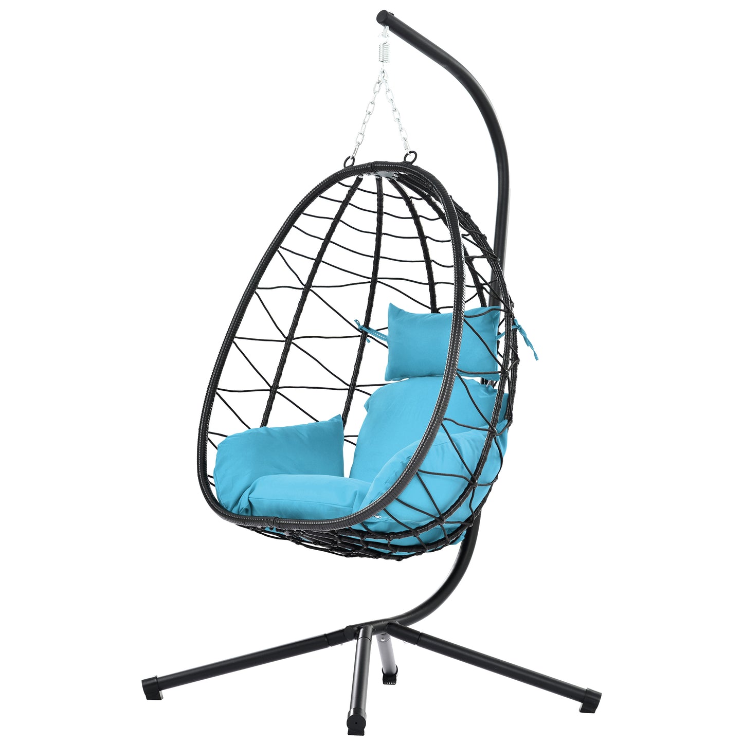 Melysen Egg Chair with Stand Indoor Outdoor Swing Chair Patio Wicker Hanging Egg Chair Hanging Basket Chair Hammock Chair with Stand for Bedroom Living Room Balcony,Light Blue