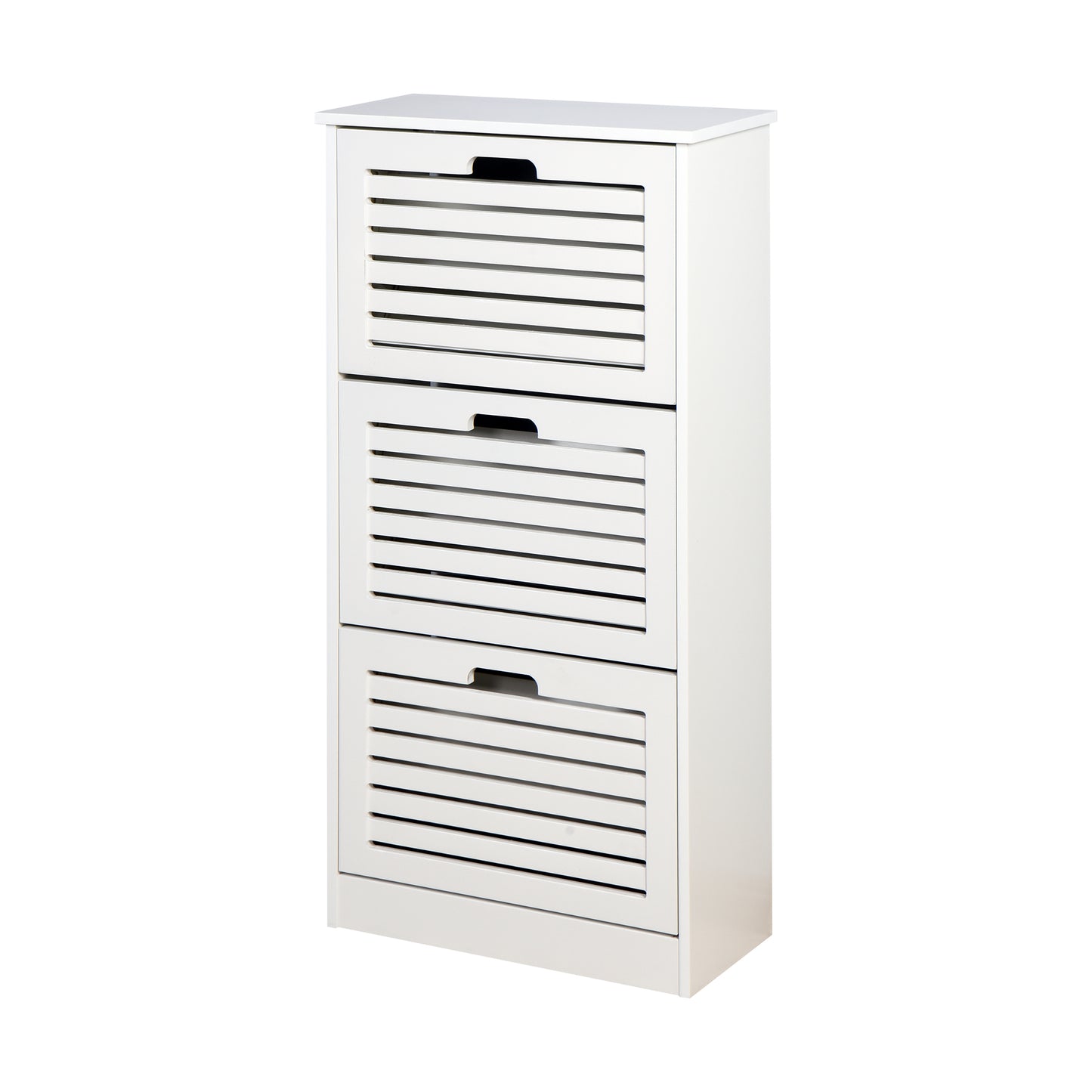 Melysen Wooden Shoe Cabinet for Entryway, White Shoe Storage Cabinet with 3 Flip Doors 20.94x9.45x43.11 inch