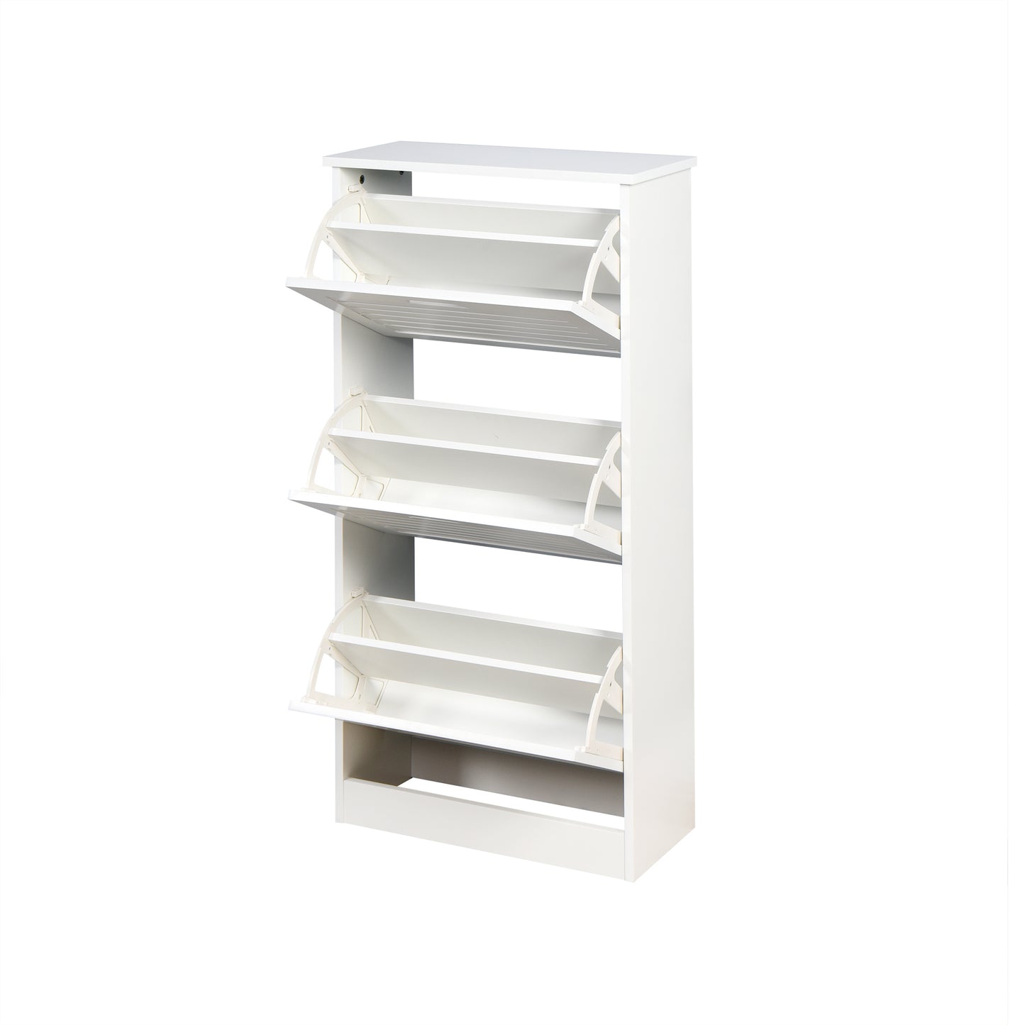 Melysen Wooden Shoe Cabinet for Entryway, White Shoe Storage Cabinet with 3 Flip Doors 20.94x9.45x43.11 inch