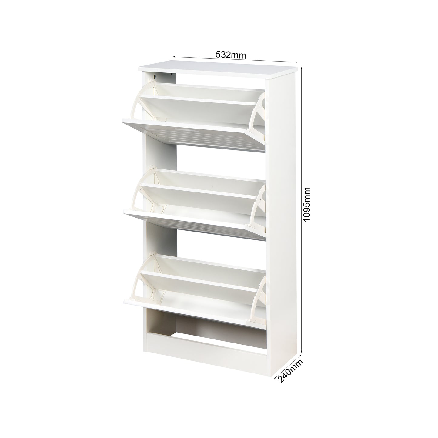 Melysen Wooden Shoe Cabinet for Entryway, White Shoe Storage Cabinet with 3 Flip Doors 20.94x9.45x43.11 inch