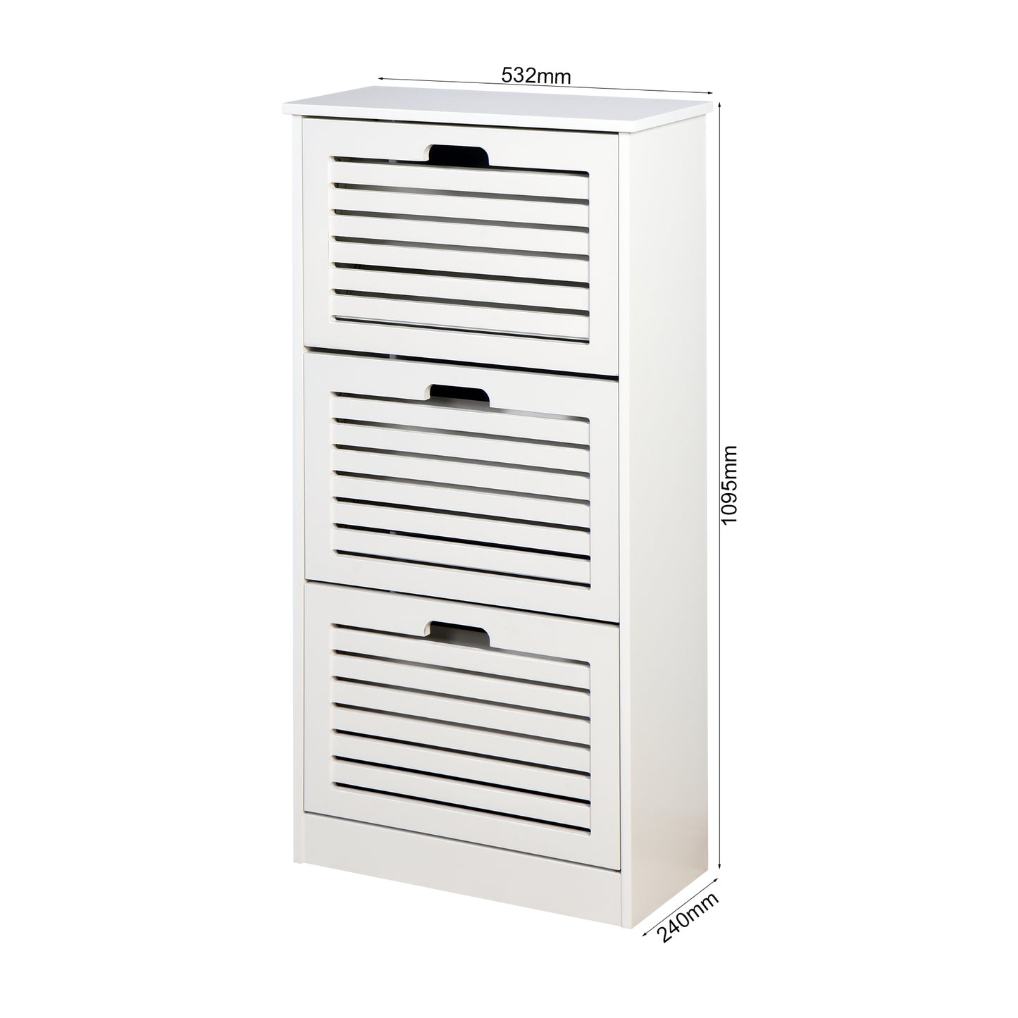 Melysen Wooden Shoe Cabinet for Entryway, White Shoe Storage Cabinet with 3 Flip Doors 20.94x9.45x43.11 inch