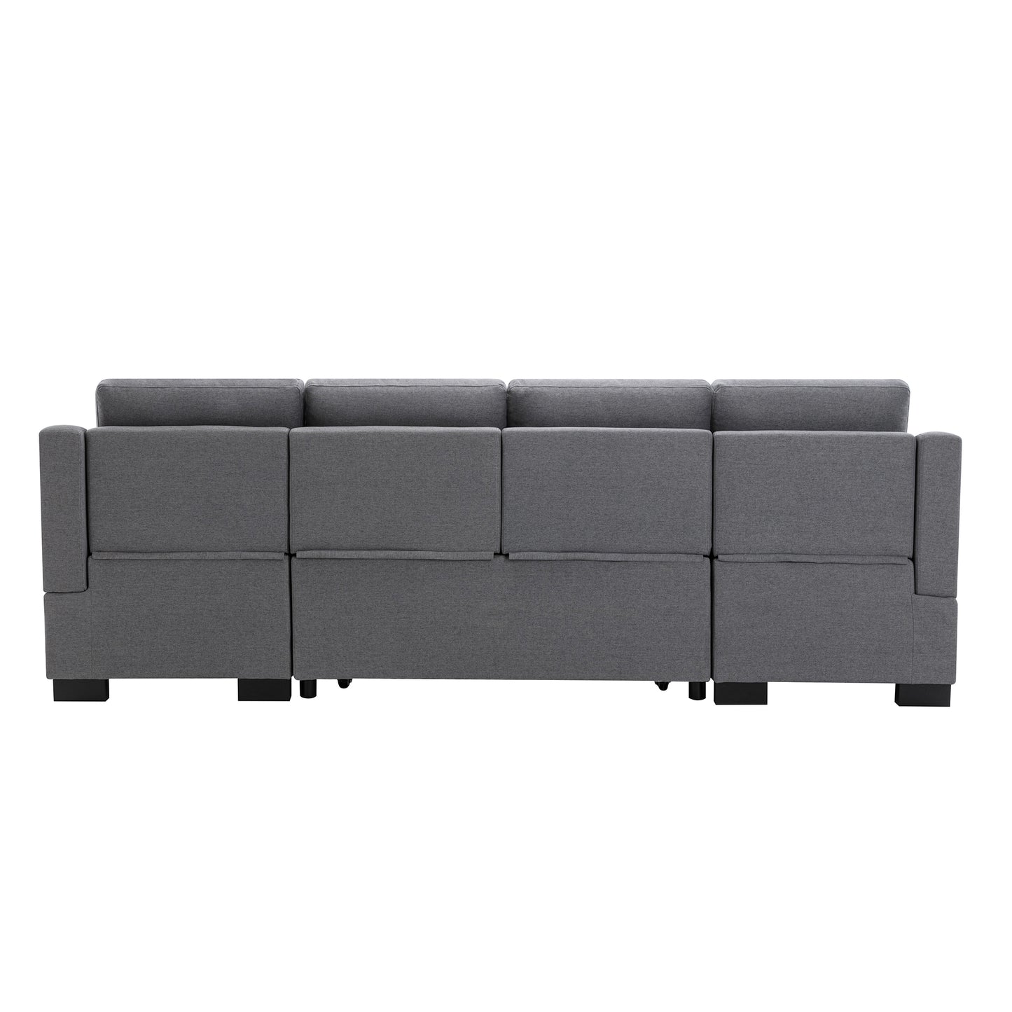 Melysen Upholstery Sleeper Sectional Sofa with Double Storage Spaces, 2 Tossing Cushions, Grey