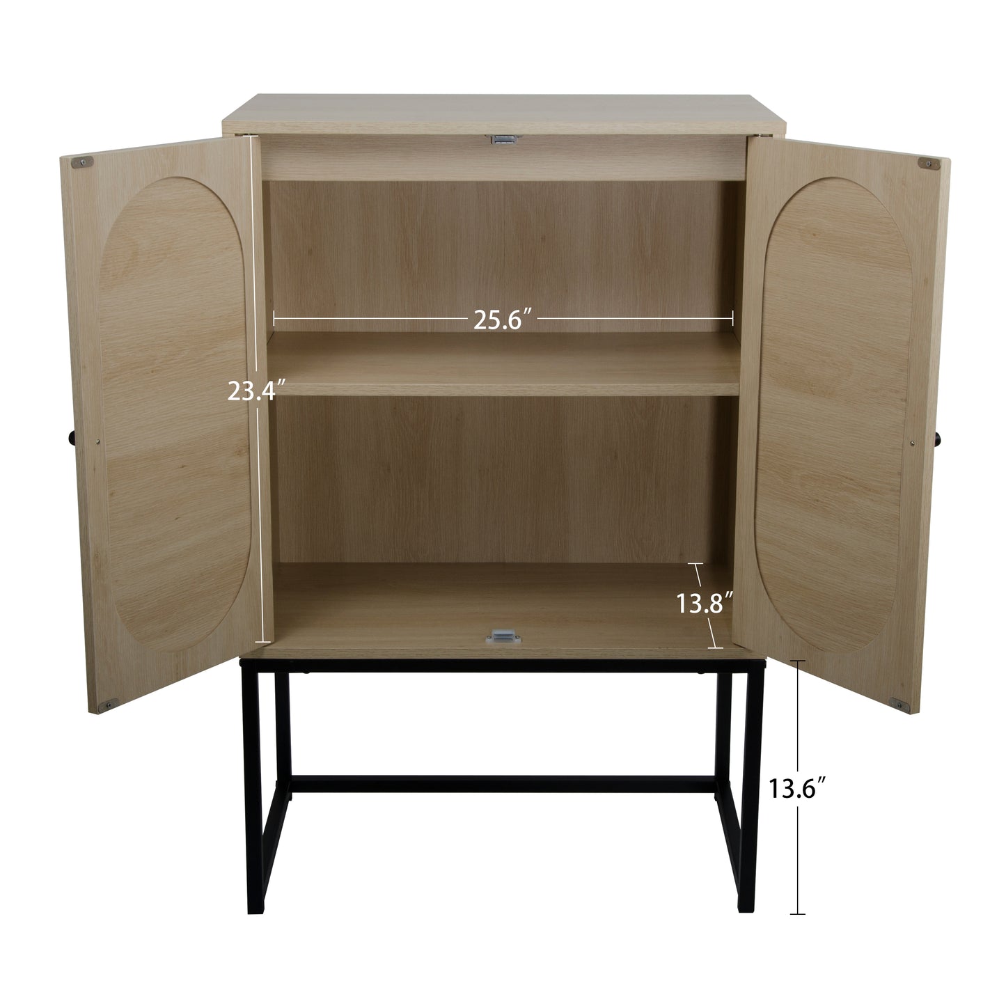 Melysen Allen 2 Door high cabinet, rattan, Built-in adjustable shelf, Easy Assembly, Free Standing Cabinet for Living Room Bedroom