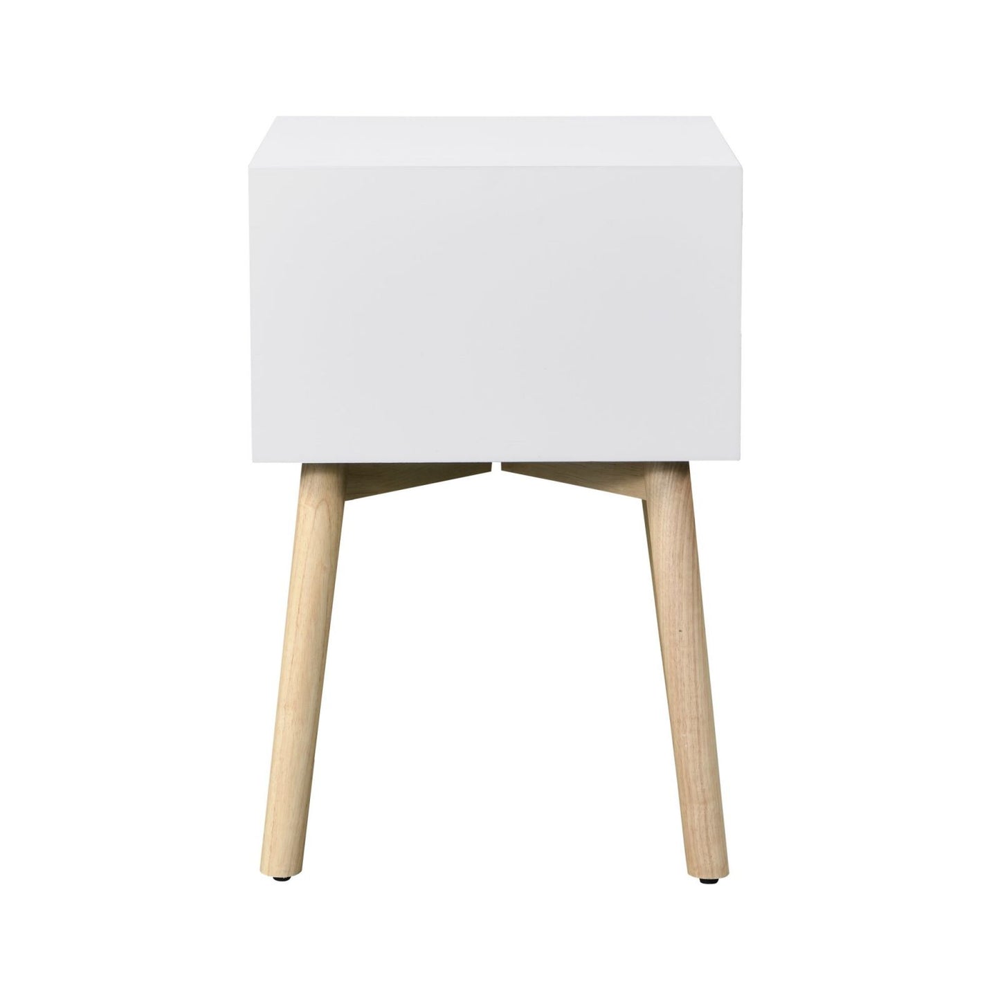 Melysen Side Table,Bedside Table with 2 Drawers and Rubber Wood Legs, Mid-Century Modern Storage Cabinet for Bedroom Living Room, White