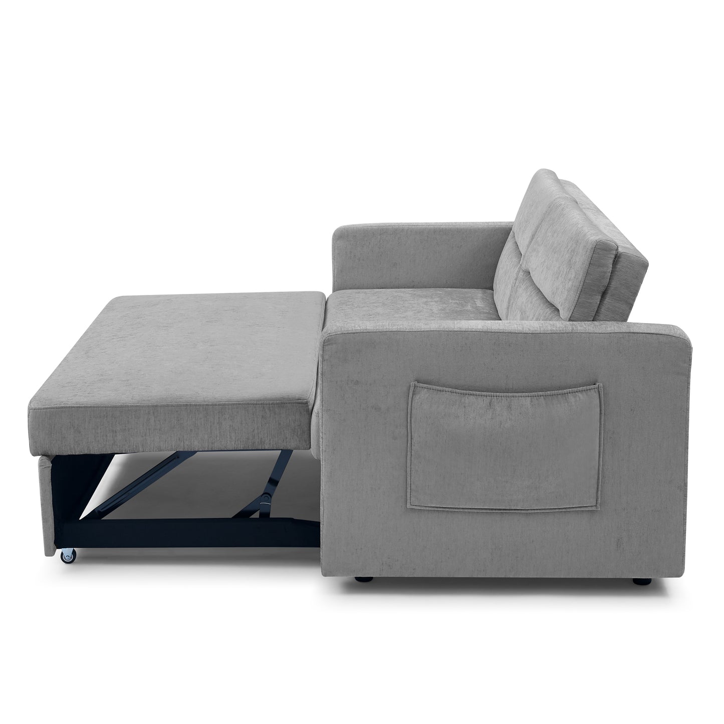 Melysen Loveseats Sofa Bed with Pull-out Bed, Adjsutable Back and Two Arm Pocket