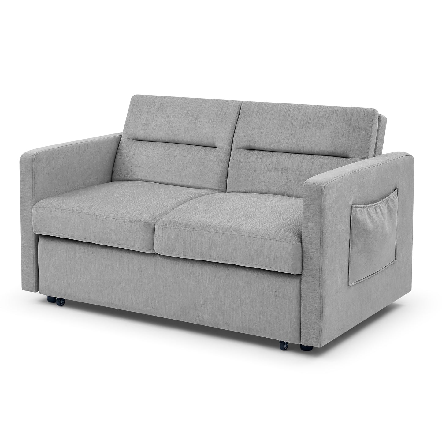 Melysen Loveseats Sofa Bed with Pull-out Bed, Adjsutable Back and Two Arm Pocket