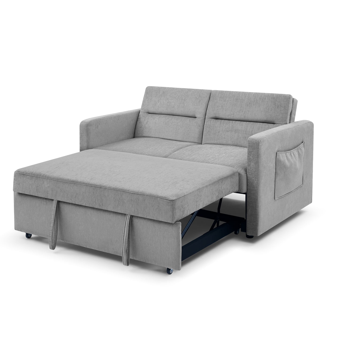 Melysen Loveseats Sofa Bed with Pull-out Bed, Adjsutable Back and Two Arm Pocket