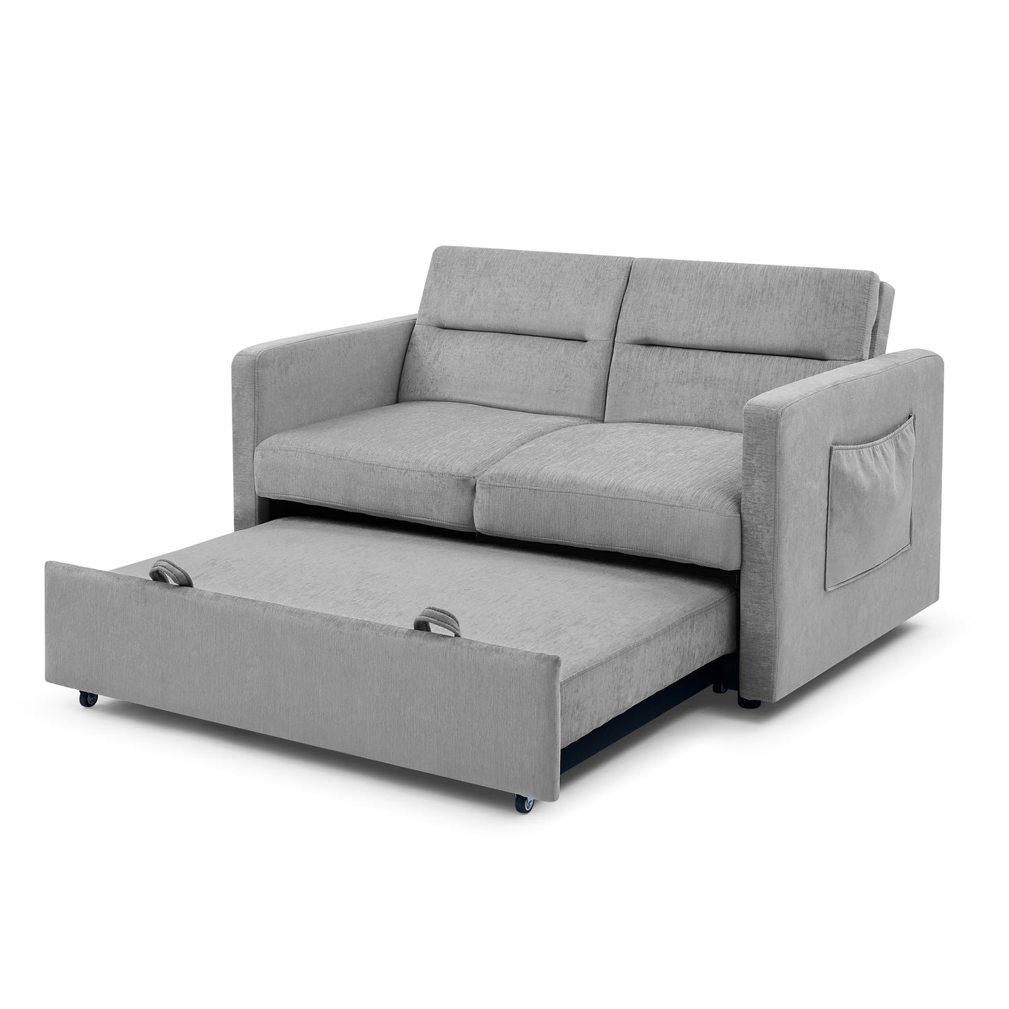 Melysen Loveseats Sofa Bed with Pull-out Bed, Adjsutable Back and Two Arm Pocket