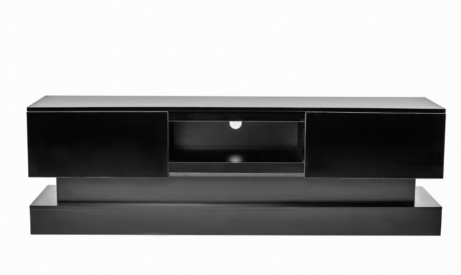 Melysen 51.18 " Black morden TV Stand with LED Lights,high glossy front TV Cabinet,Black