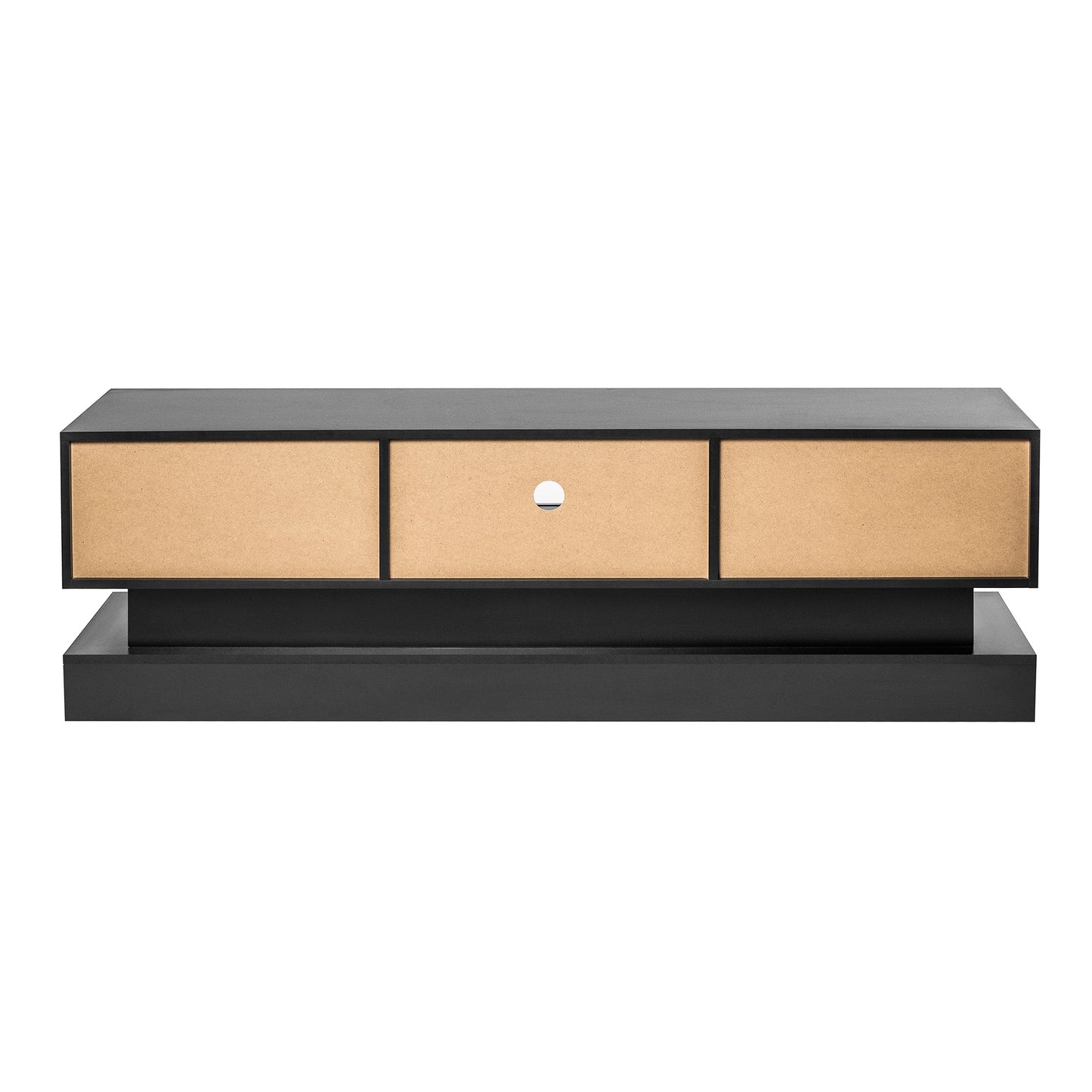 Melysen 51.18 " Black morden TV Stand with LED Lights,high glossy front TV Cabinet,Black