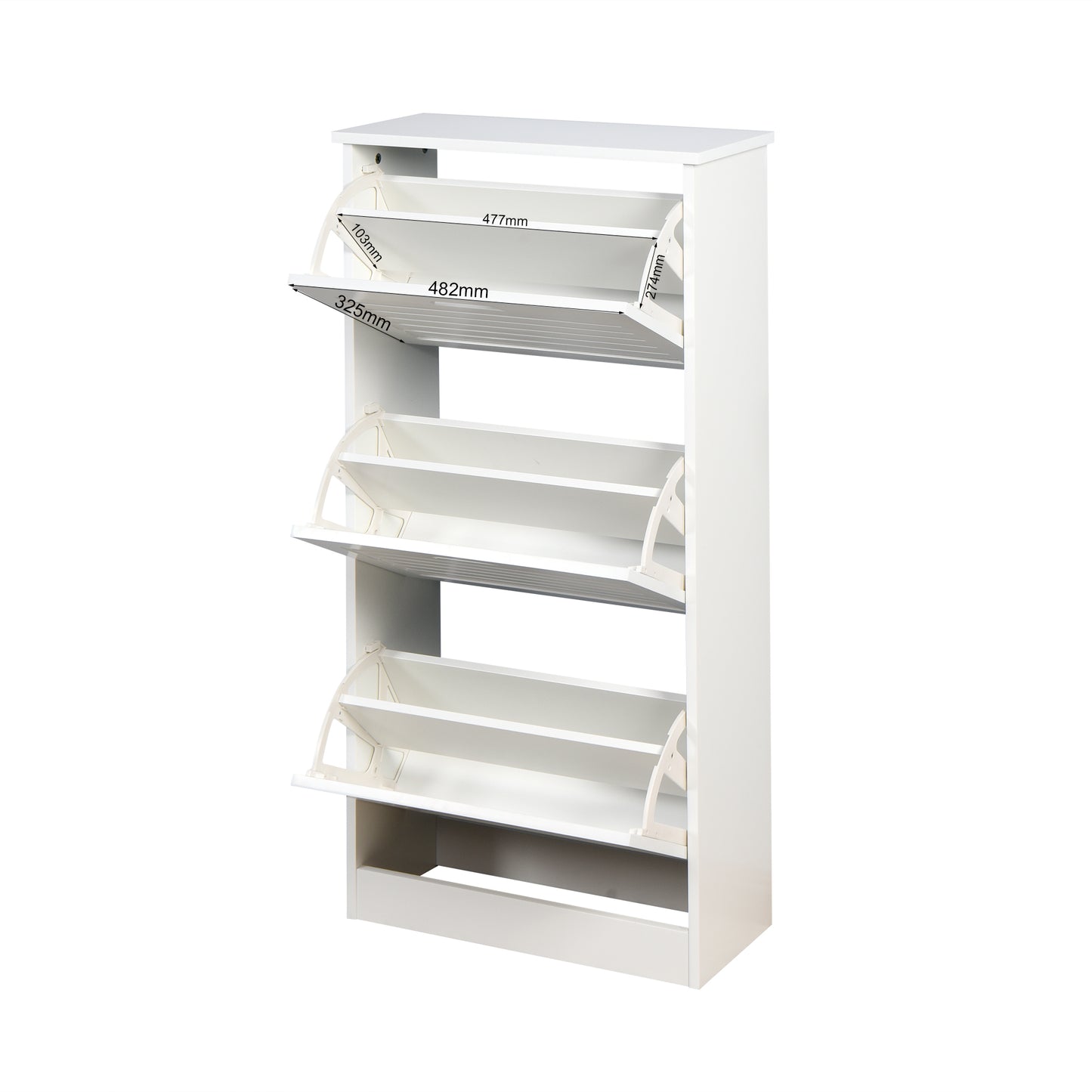 Melysen Wooden Shoe Cabinet for Entryway, White Shoe Storage Cabinet with 3 Flip Doors 20.94x9.45x43.11 inch