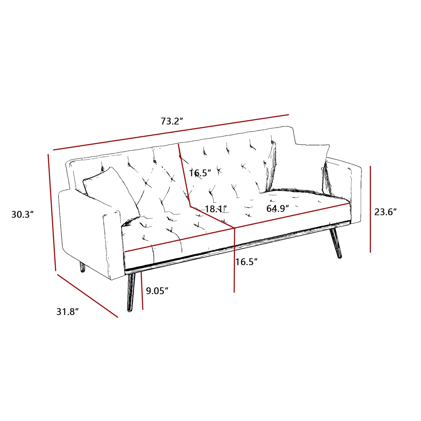 Melysen Convertible Folding Futon Sofa Bed ,Sleeper Sofa Couch for Compact Living Space.