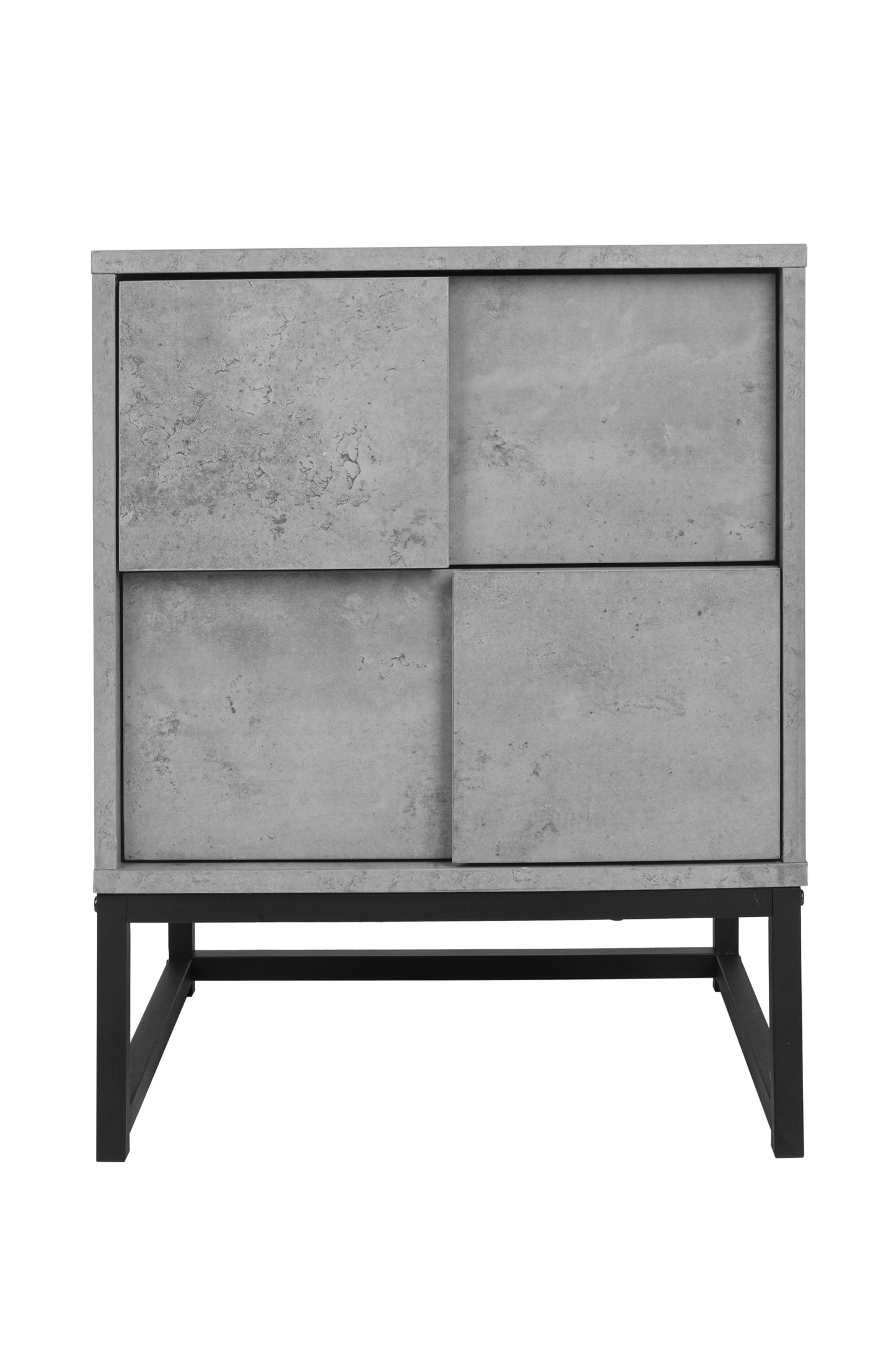 Melysen 2 Drawer Nightstand,geometric elements,cement grey,for bedroom, living room and study,Cement Grey