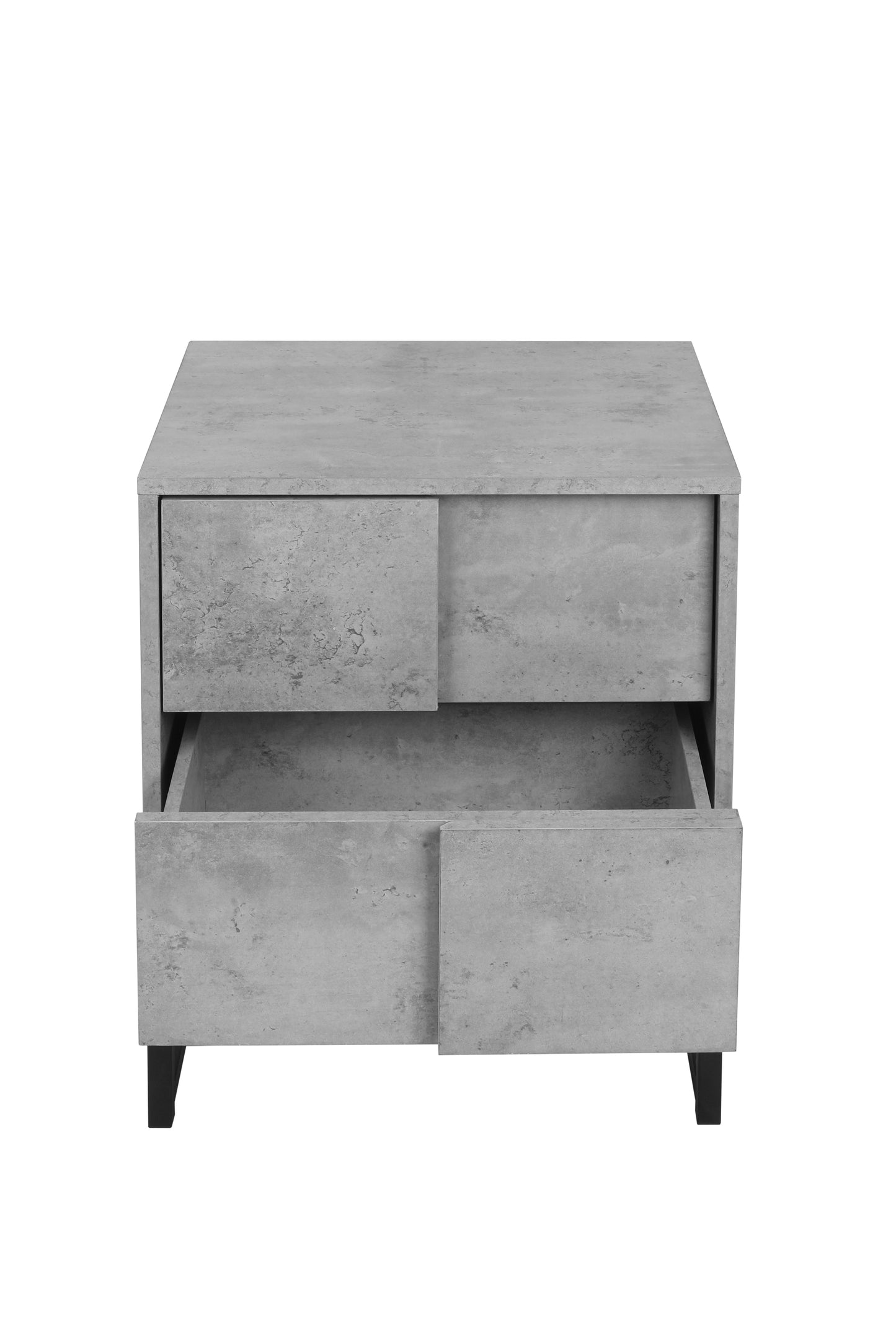 Melysen 2 Drawer Nightstand,geometric elements,cement grey,for bedroom, living room and study,Cement Grey