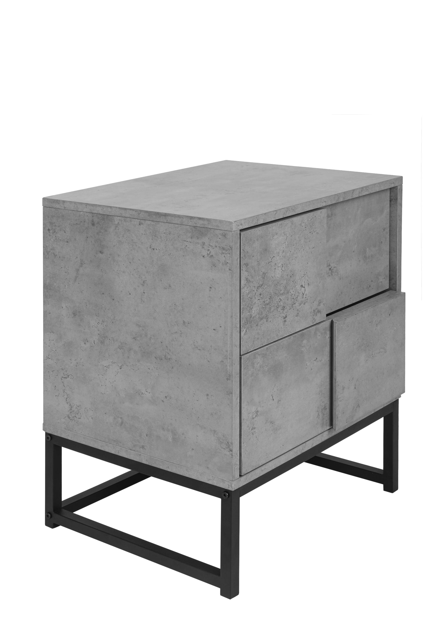 Melysen 2 Drawer Nightstand,geometric elements,cement grey,for bedroom, living room and study,Cement Grey