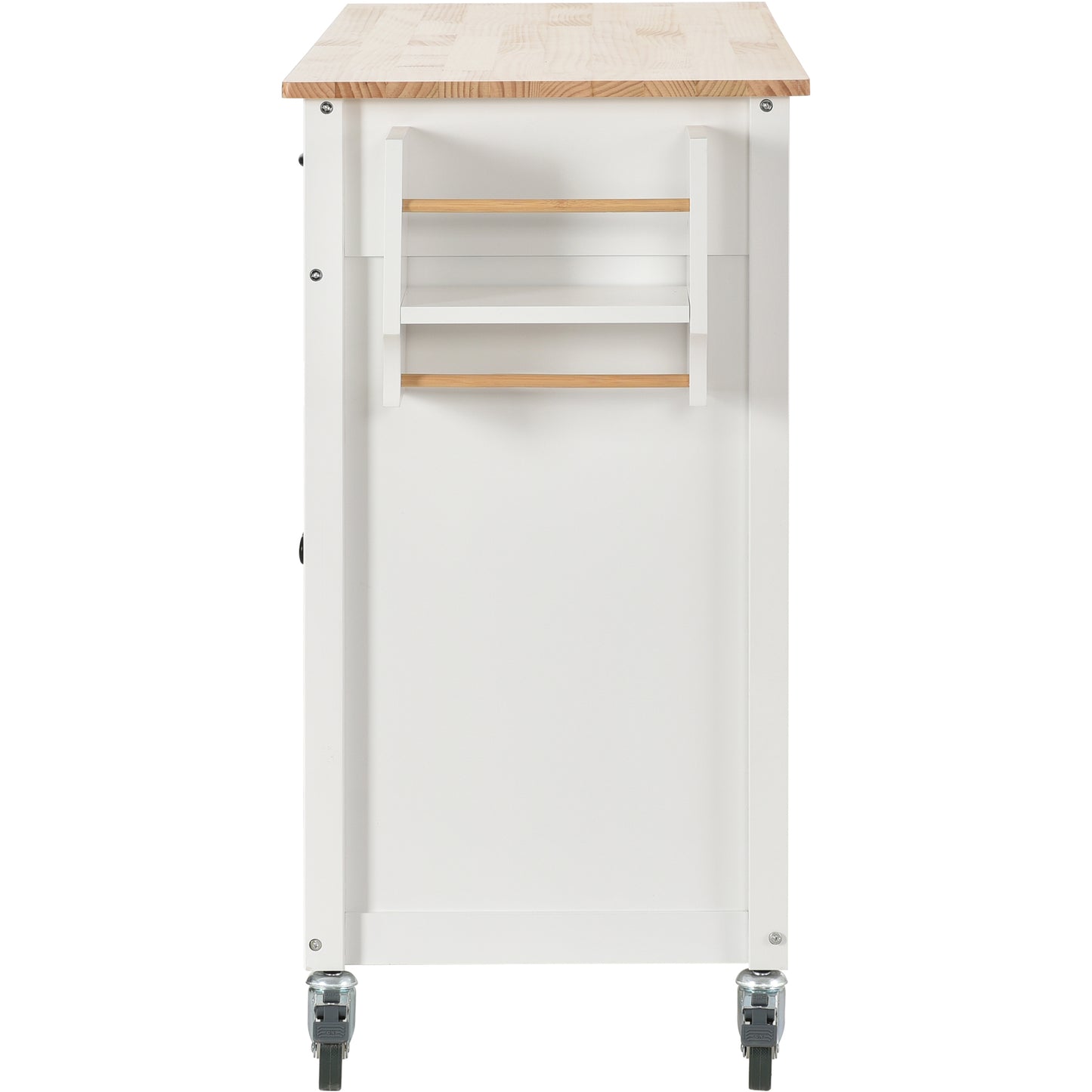 Melysen Kitchen Island Cart with Solid Wood Top and Locking Wheels,54.3 Inch Width,4 Door Cabinet and Two Drawers,Spice Rack, Towel Rack (White)