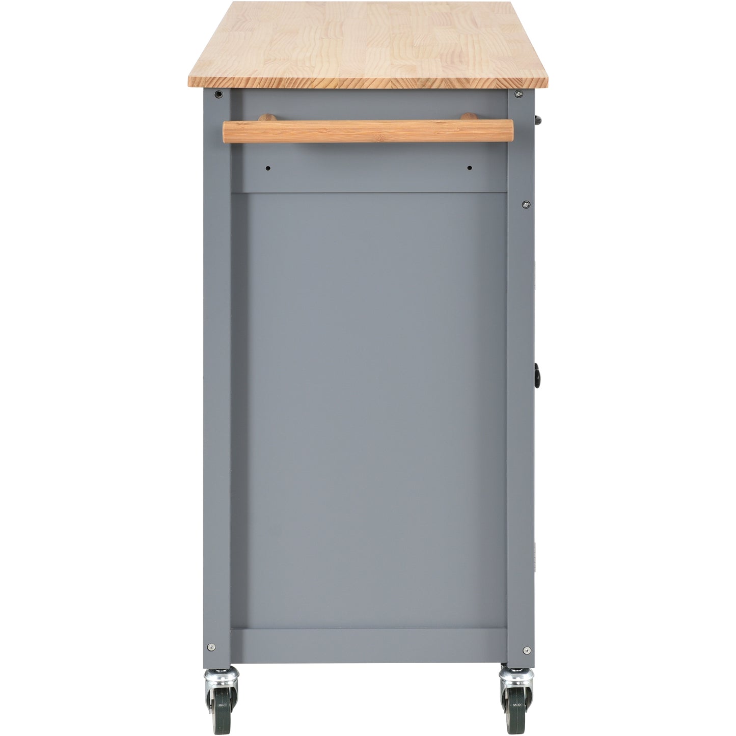 Melysen Kitchen Island Cart with Solid Wood Top and Locking Wheels,54.3 Inch Width,4 Door Cabinet and Two Drawers,Spice Rack, Towel Rack (Grey)