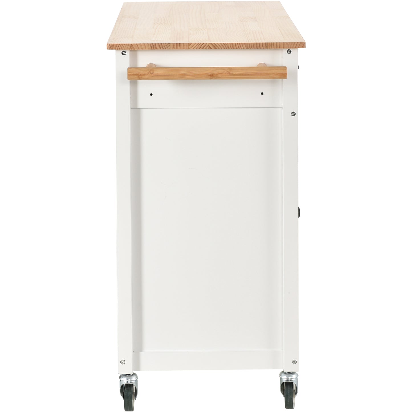 Melysen Kitchen Island Cart with Solid Wood Top and Locking Wheels,54.3 Inch Width,4 Door Cabinet and Two Drawers,Spice Rack, Towel Rack (White)