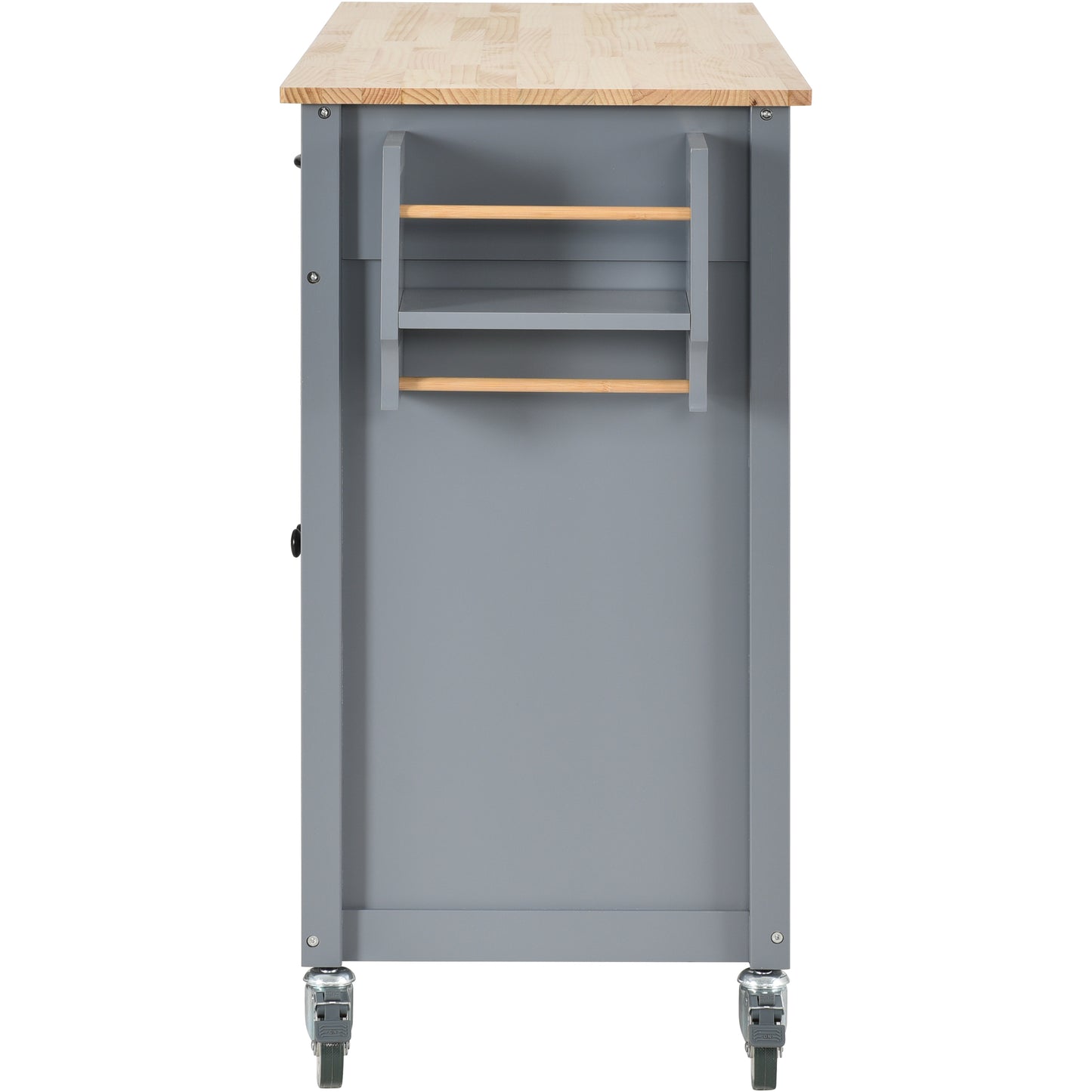 Melysen Kitchen Island Cart with Solid Wood Top and Locking Wheels,54.3 Inch Width,4 Door Cabinet and Two Drawers,Spice Rack, Towel Rack (Grey)