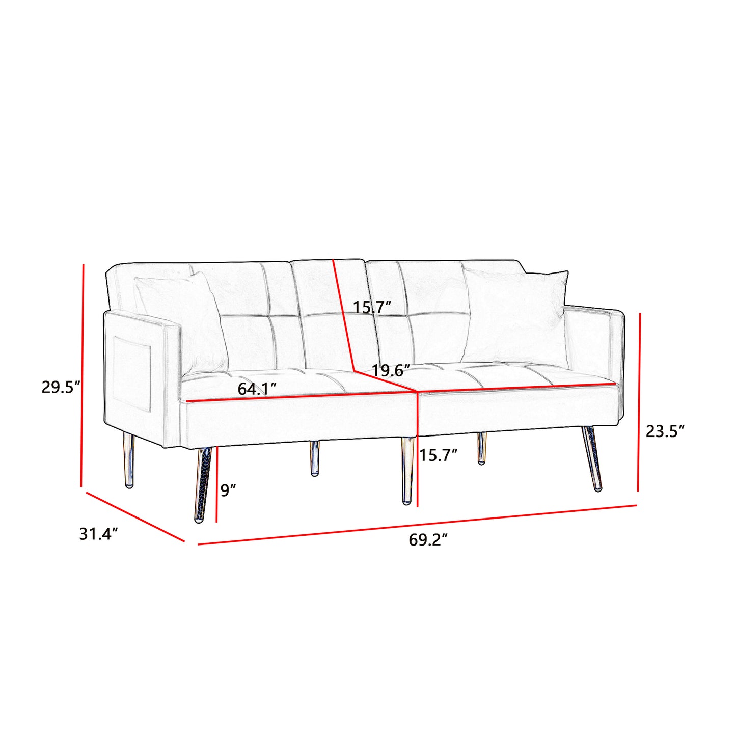 Melysen Velvet Futon Sofa Bed 01