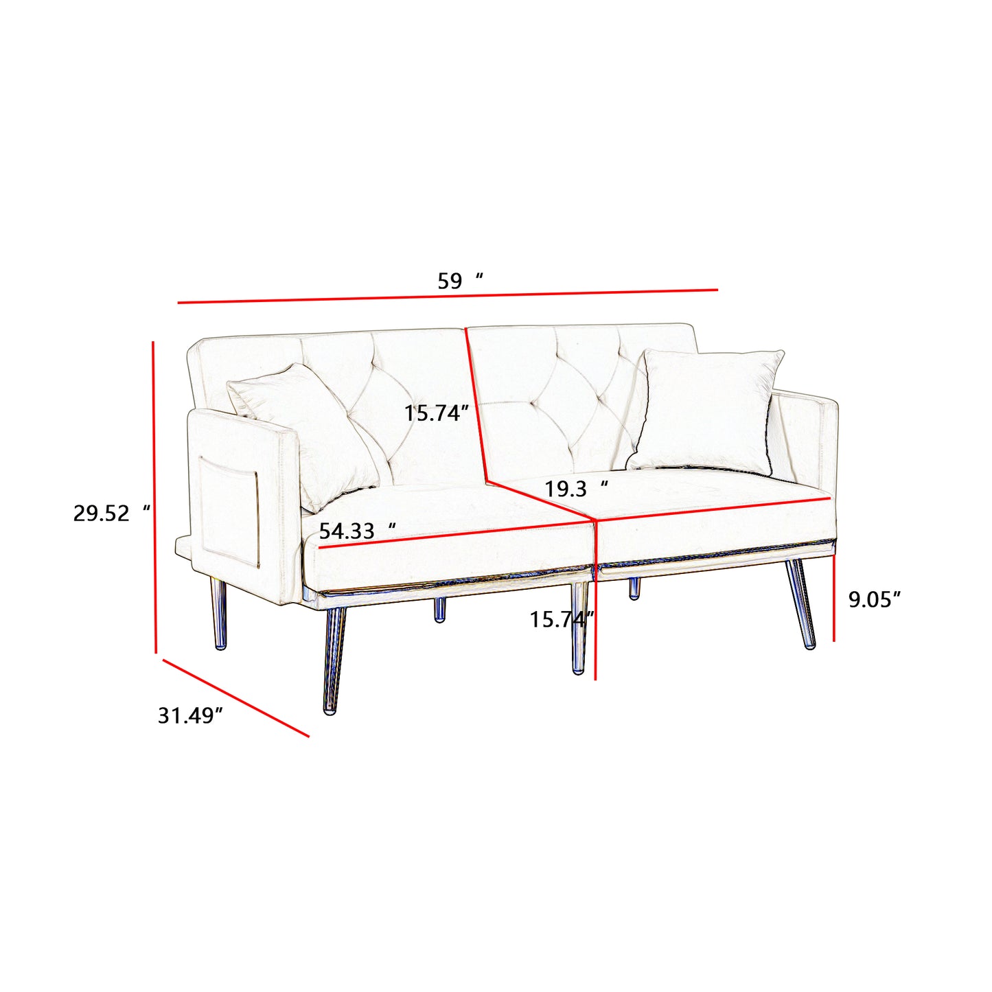 Melysen Velvet Sofa Bed