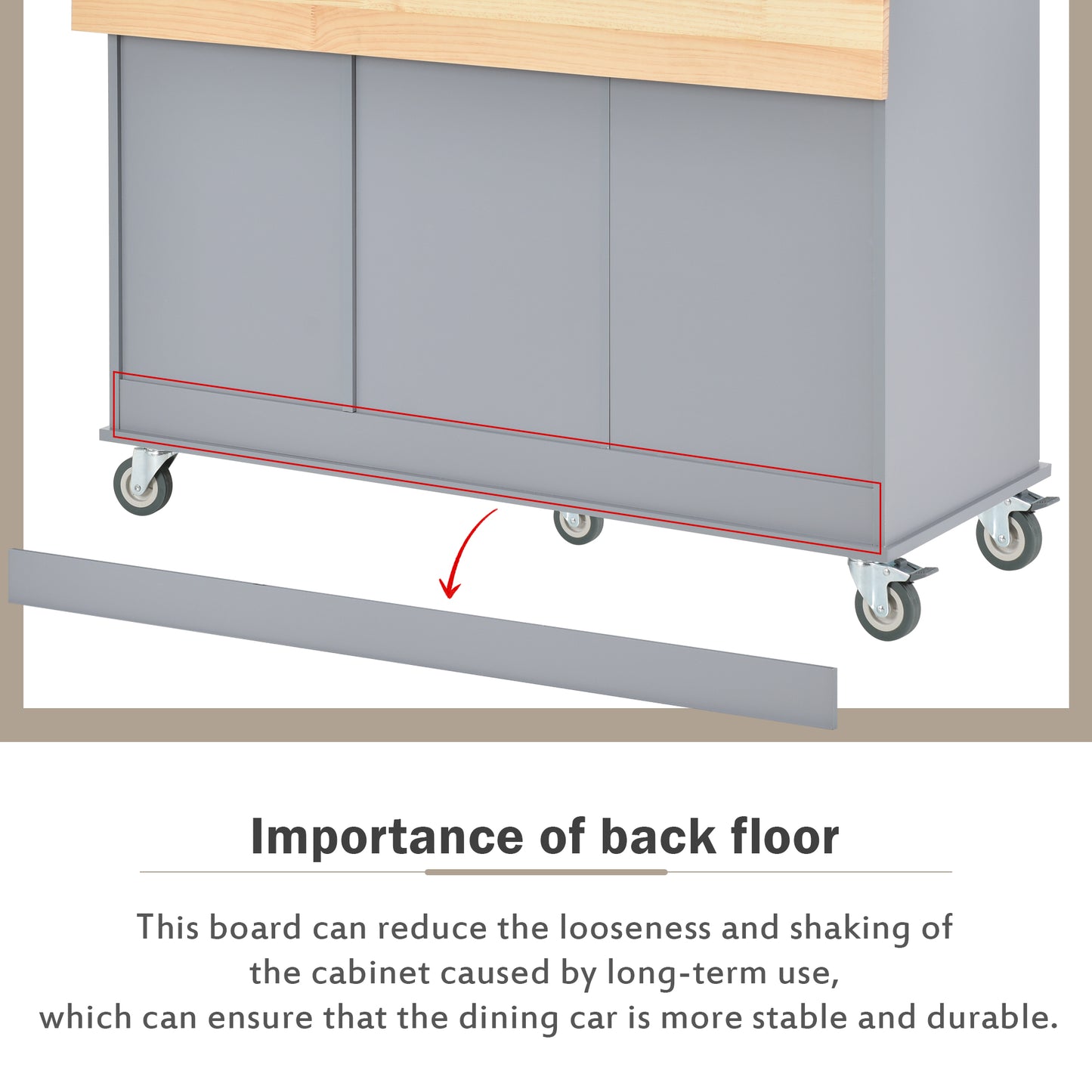 Melysen Rolling Mobile Kitchen Island with Solid Wood Top and Locking Wheels,52.7 Inch Width,Storage Cabinet and Drop Leaf Breakfast Bar,Spice Rack, Towel Rack & Drawer (Grey Blue)