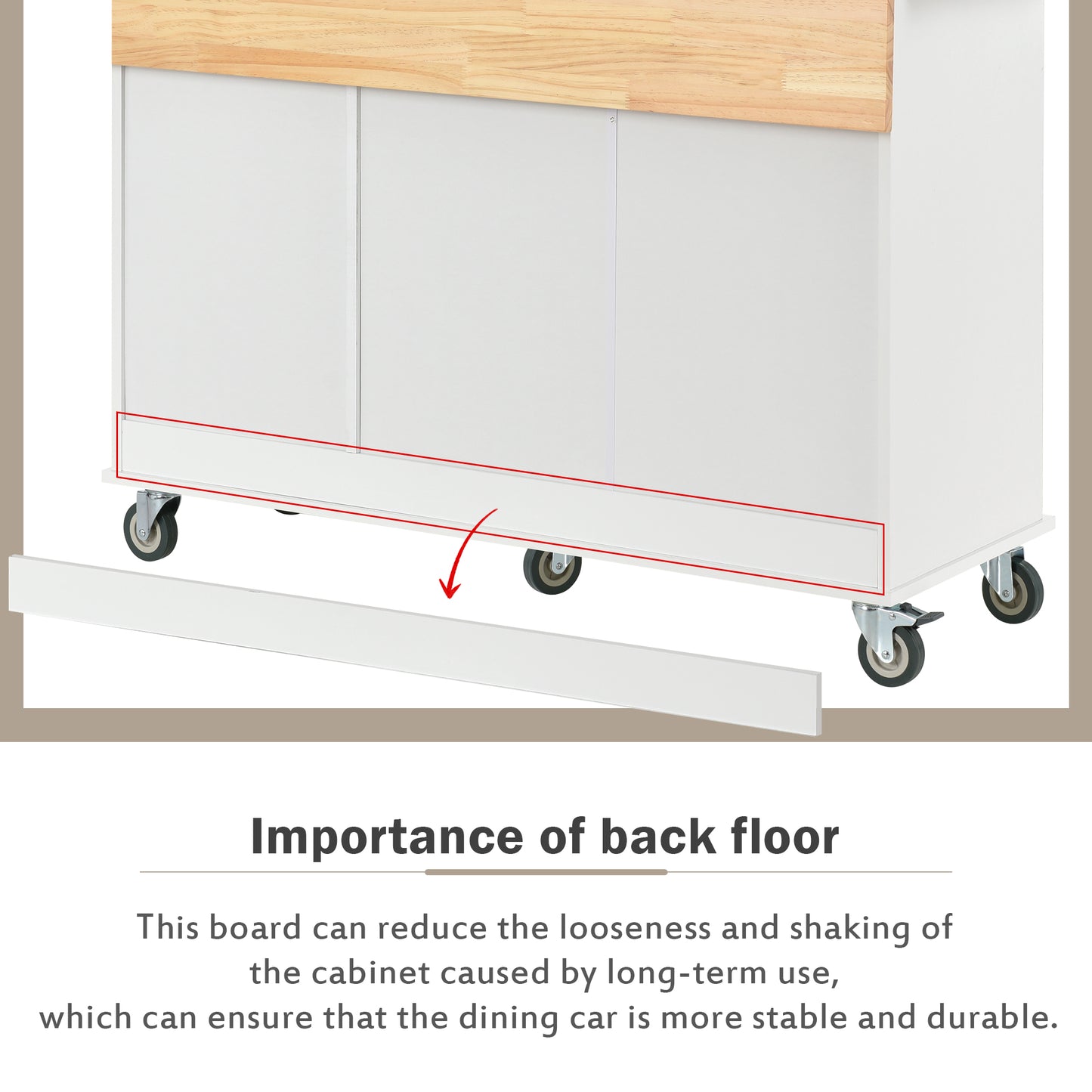 Melysen Rolling Mobile Kitchen Island with Solid Wood Top and Locking Wheels,52.7 Inch Width,Storage Cabinet and Drop Leaf Breakfast Bar,Spice Rack, Towel Rack & Drawer (White)