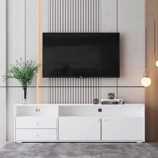 Melysen TV cabinet, TV cabinet, entertainment center, TV console, media console, brand hardware, imported impregnated paper, solid wood handle,Antique White