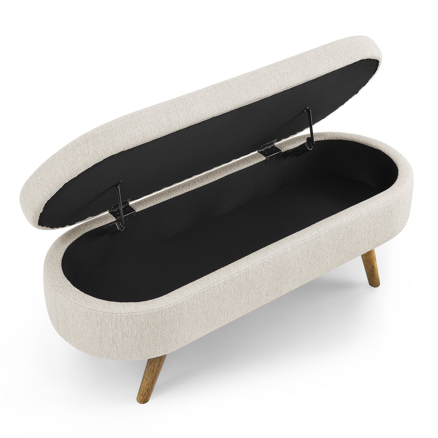 Melysen Ottoman Oval Storage Bench,Rubber Wood Legs,(43.5"x16"x16")