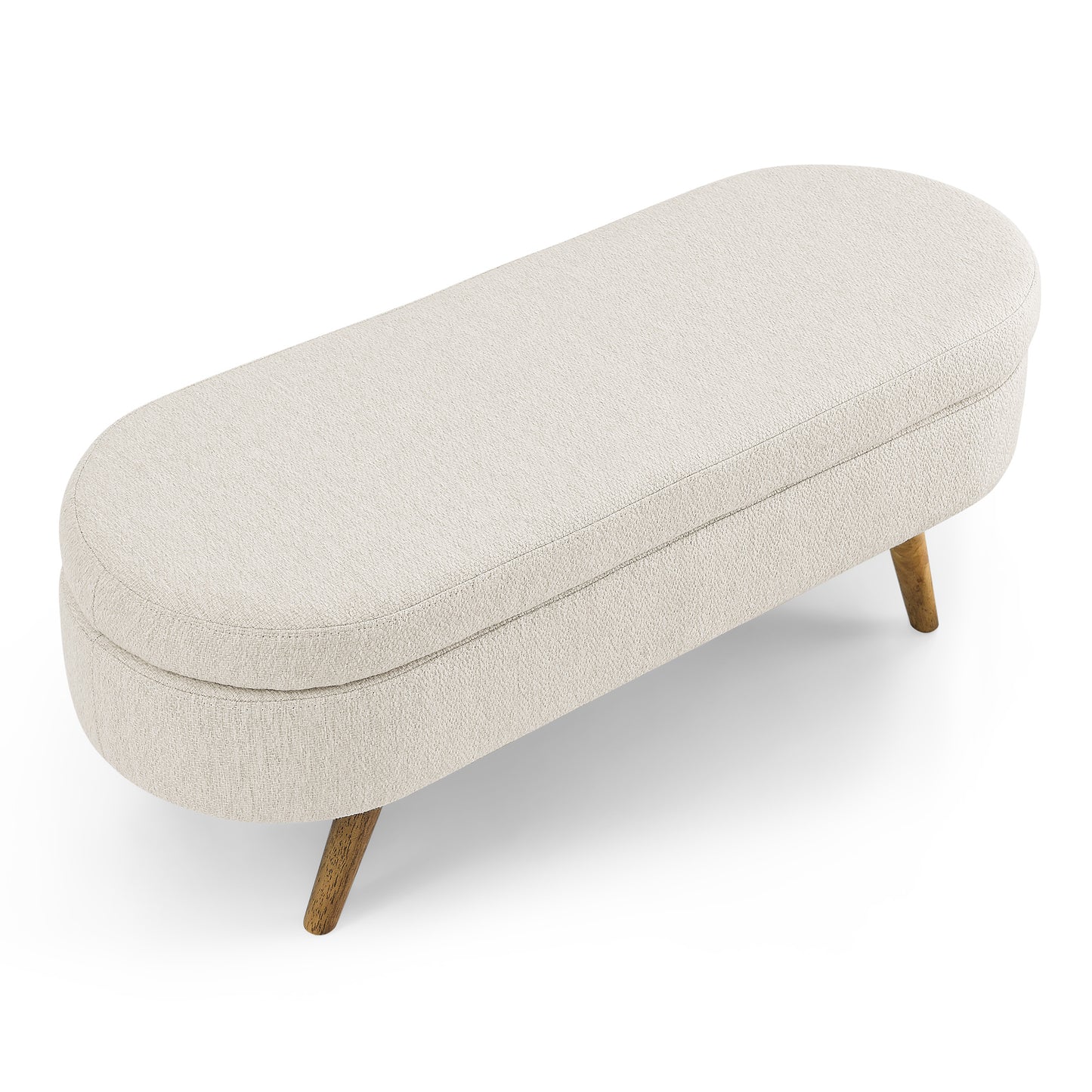 Melysen Ottoman Oval Storage Bench,Rubber Wood Legs,(43.5"x16"x16")