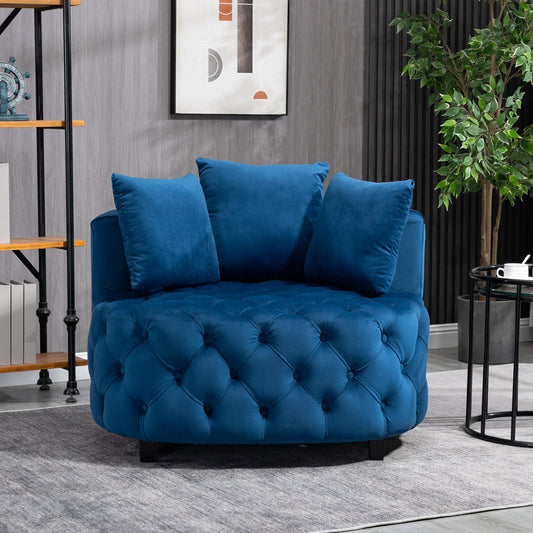 Melysen Accent Chair / Classical Barrel Chair for living room / Modern Leisure Sofa Chair (Blue),Blue