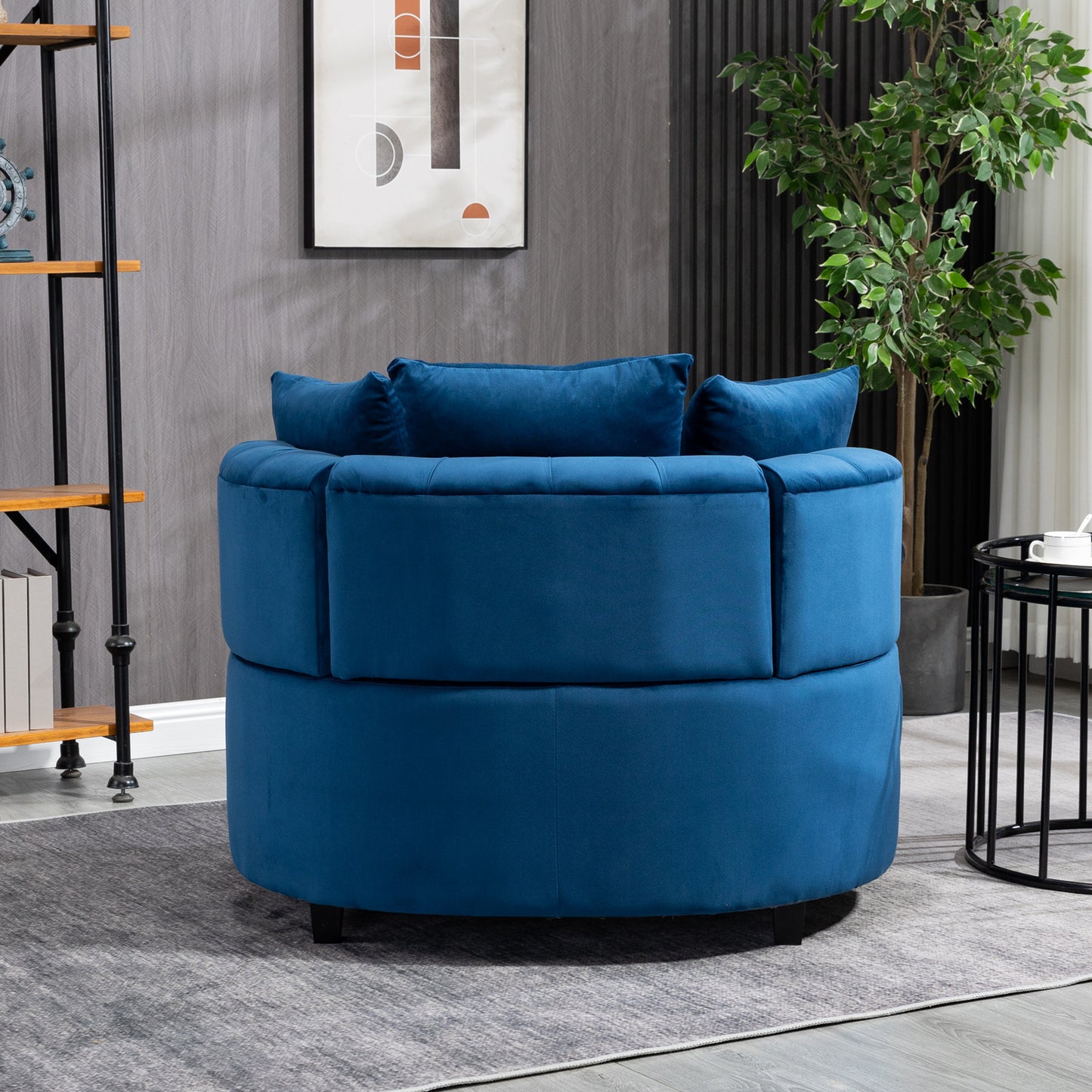 Melysen Accent Chair / Classical Barrel Chair for living room / Modern Leisure Sofa Chair (Blue),Blue