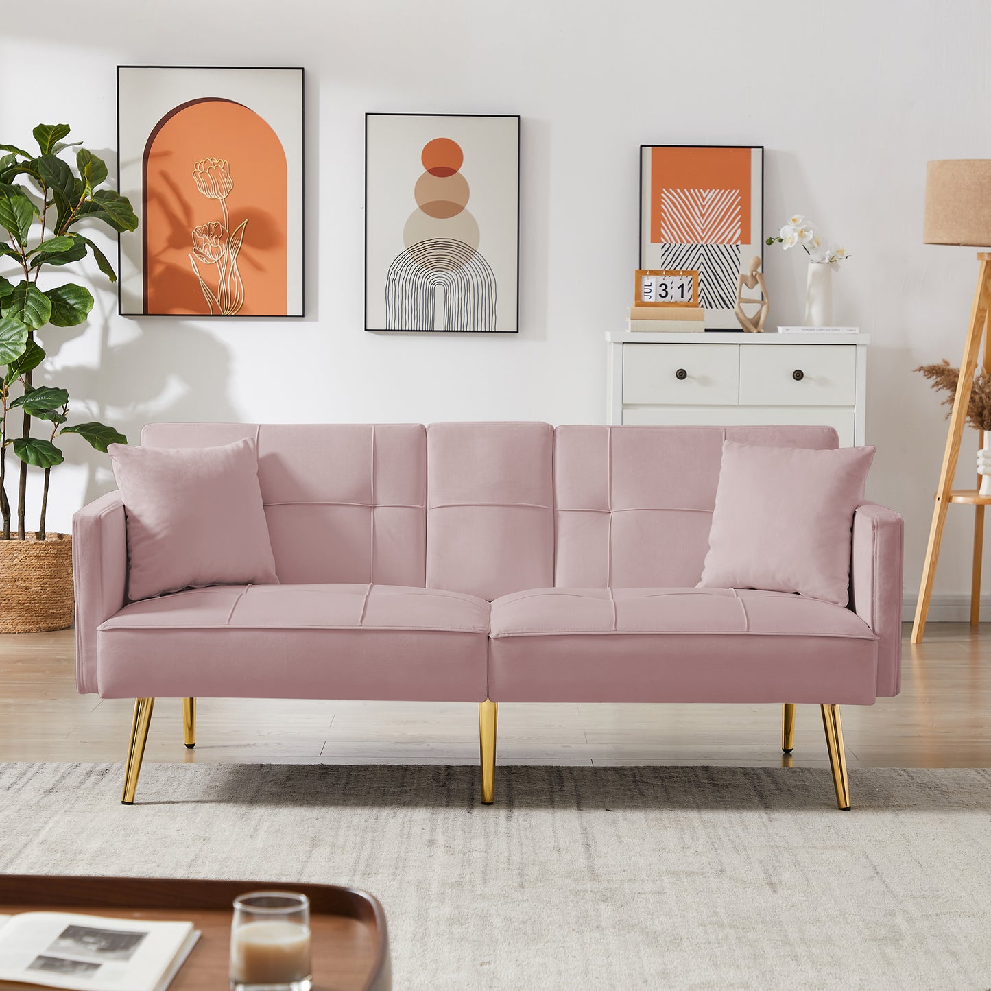 Melysen Velvet Futon Sofa Bed 01