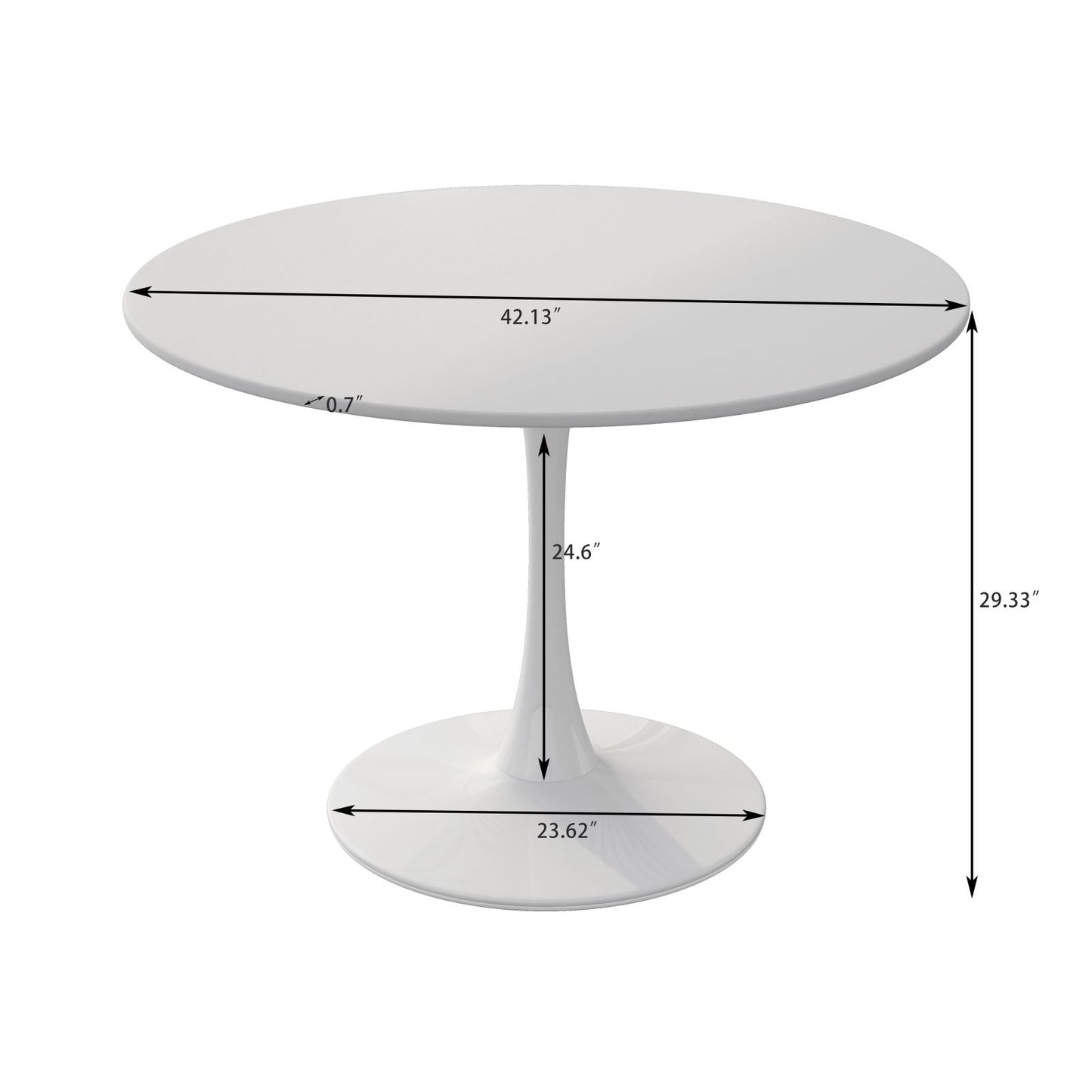 Melysen 42"Modern Round Dining Table with Round MDF Table Top,Metal Base Dining Table, End Table Leisure Coffee Table Tulip Round Table