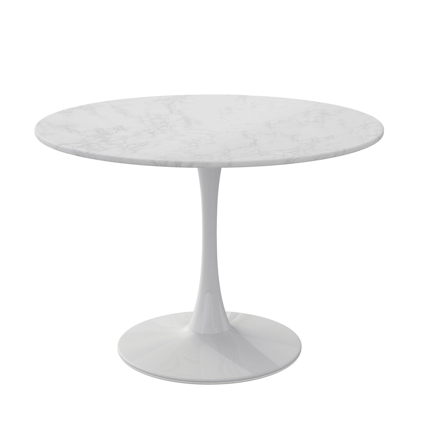 Melysen 42.12"Modern Round Dining Table with Printed White Marble Table Top,Metal Base Dining Table, End Table Leisure Coffee Table